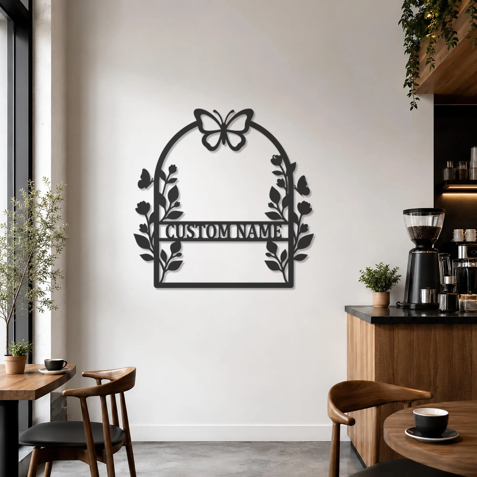 Personalized Butterfly Metal Wall Art, Custom Name Sign, Floral Monogram Art, Family Name Plaque, Wedding Gift, Housewarming Gifts, Wall Art