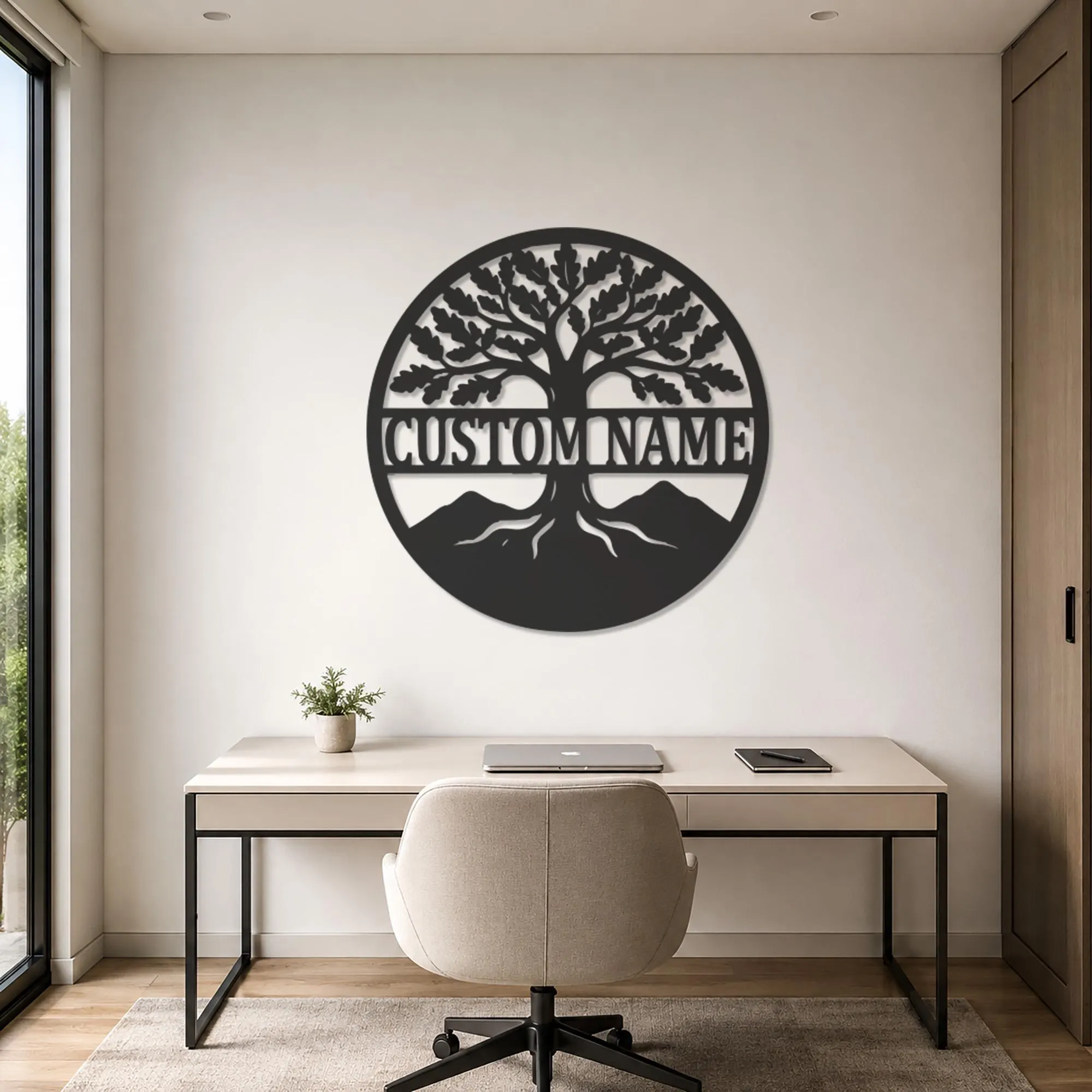 Personalized Tree of Life Metal Wall Art, Custom Name Sign, Family Tree Art, Mountain Wall Art, Housewarming Gifts, Wedding Gift, Nature Art