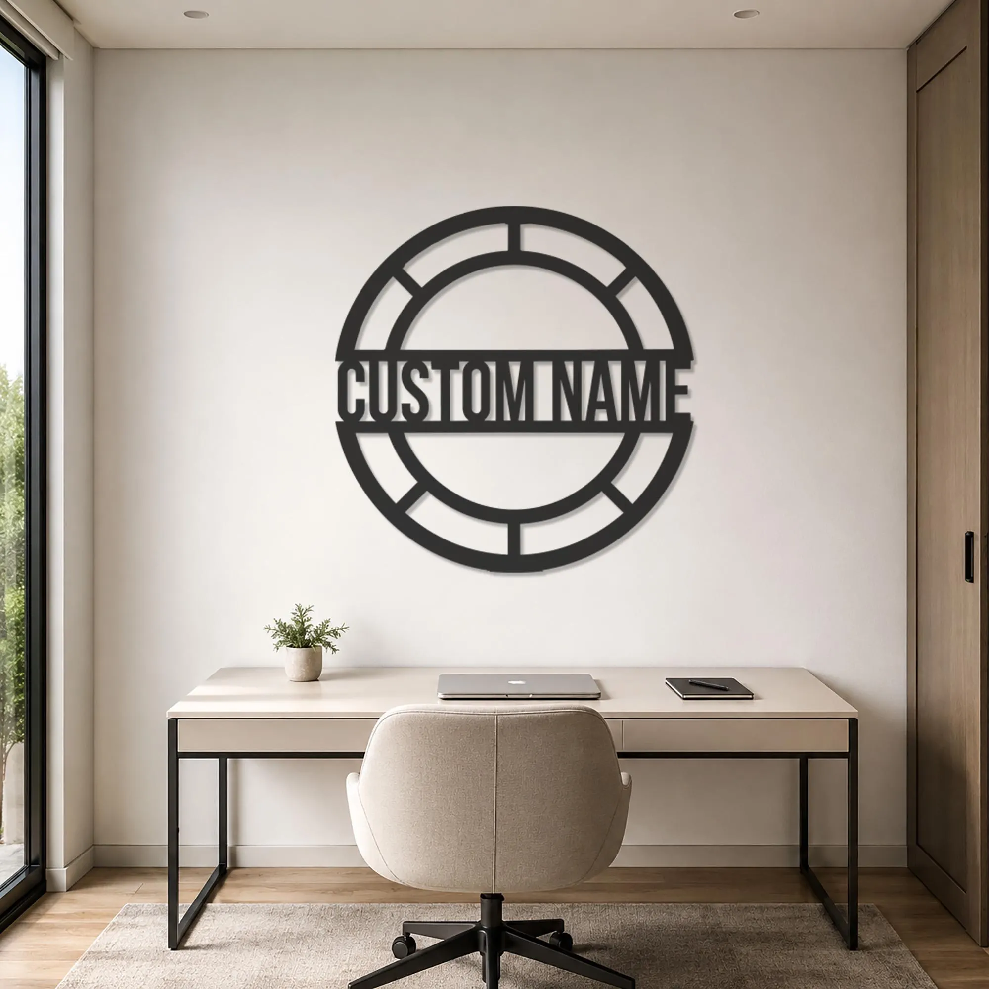 Personalized Family Name Metal Wall Art, Custom Last Name Sign, Round Monogram Decor, Wedding Gift, Housewarming Gift, Modern Metal Wall Art