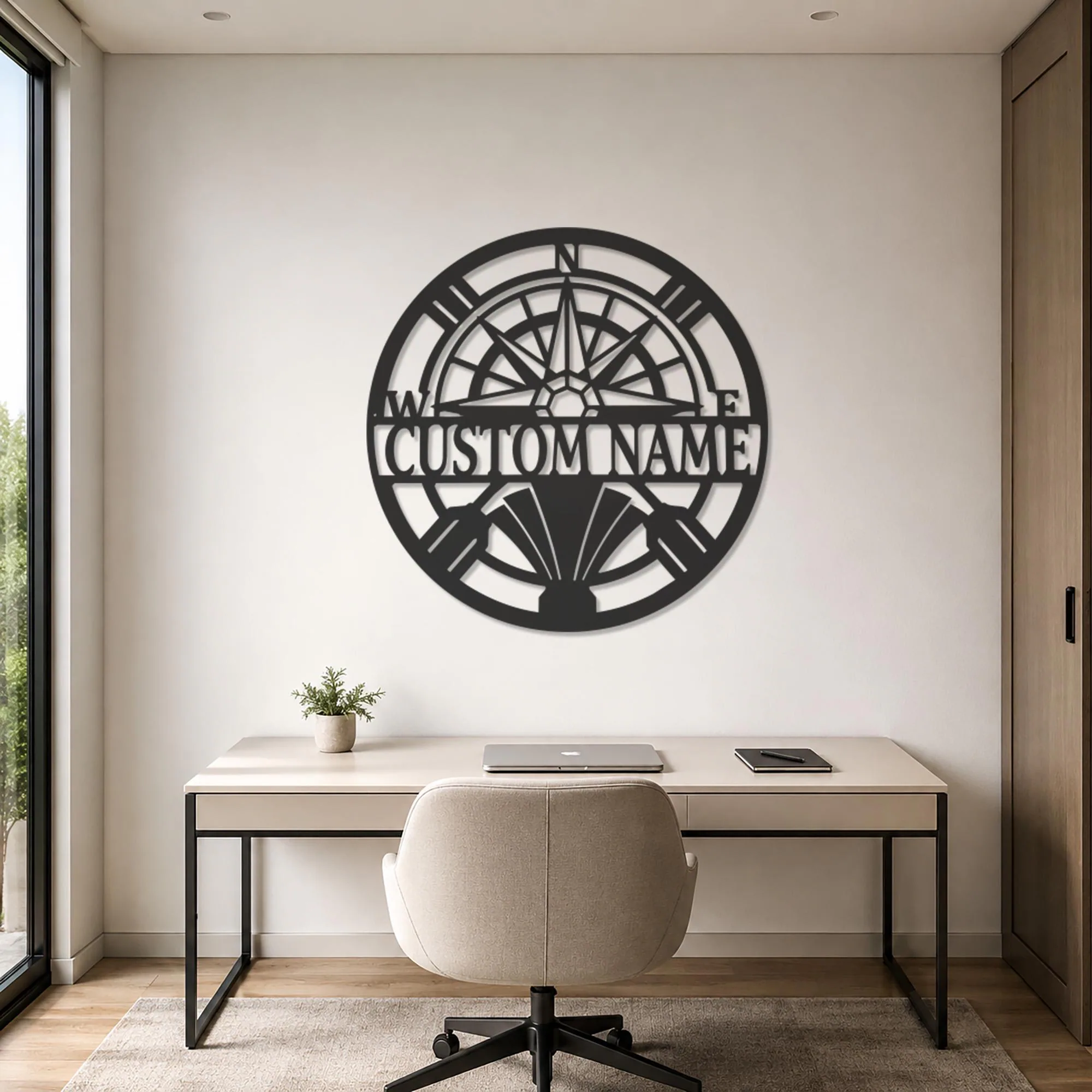 Personalized Compass Metal Wall Art, Custom Name Sign, Nautical Decor, Sailor Gift, Adventure Art, Navigation Metal Decoration, Family Gifts