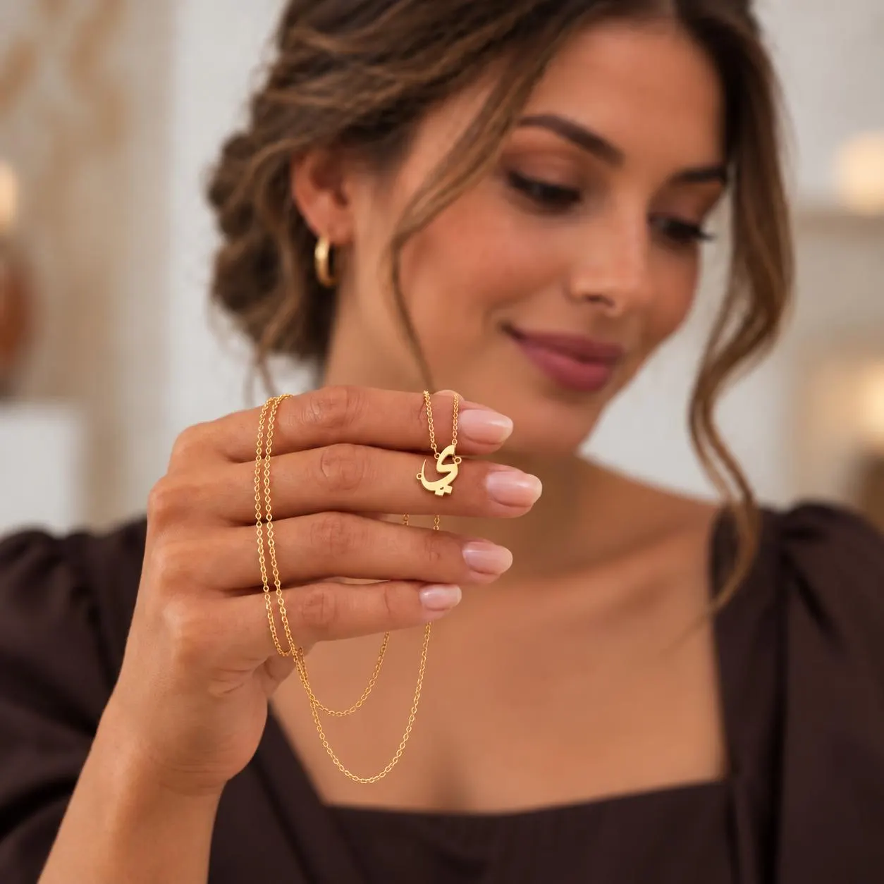 Arabic Letter Necklace, Personalized Arabic Initial Necklace, 925 Sterling Silver Jewelry, 14K Gold Plated Necklace, Custom Arabic Name Gift - image 5