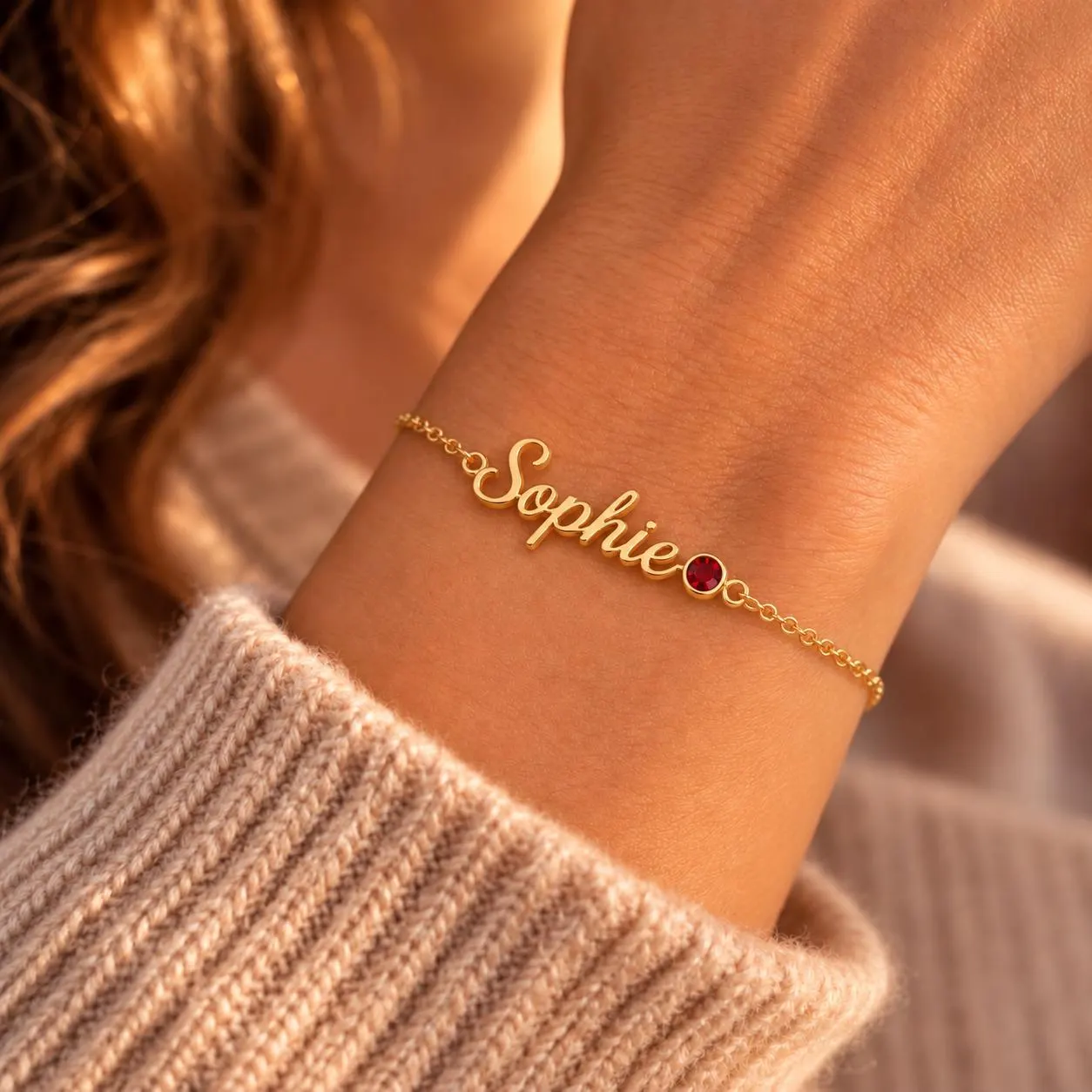 Personalized Name Bracelet with Birthstone, Custom Sterling Silver Bracelet, Gold Name Jewelry, Dainty Gift for Her, Birthday Gift - image 3
