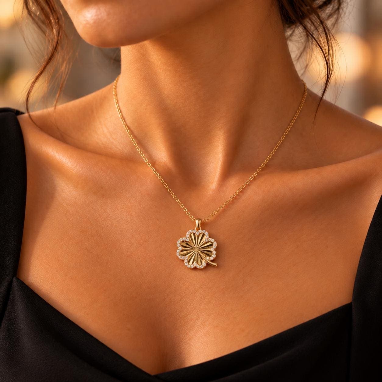 Four Leaf Clover Necklace, St. Patrick's Day Jewelry For Women, Good Luck Gift, Lucky Charm Keepsake