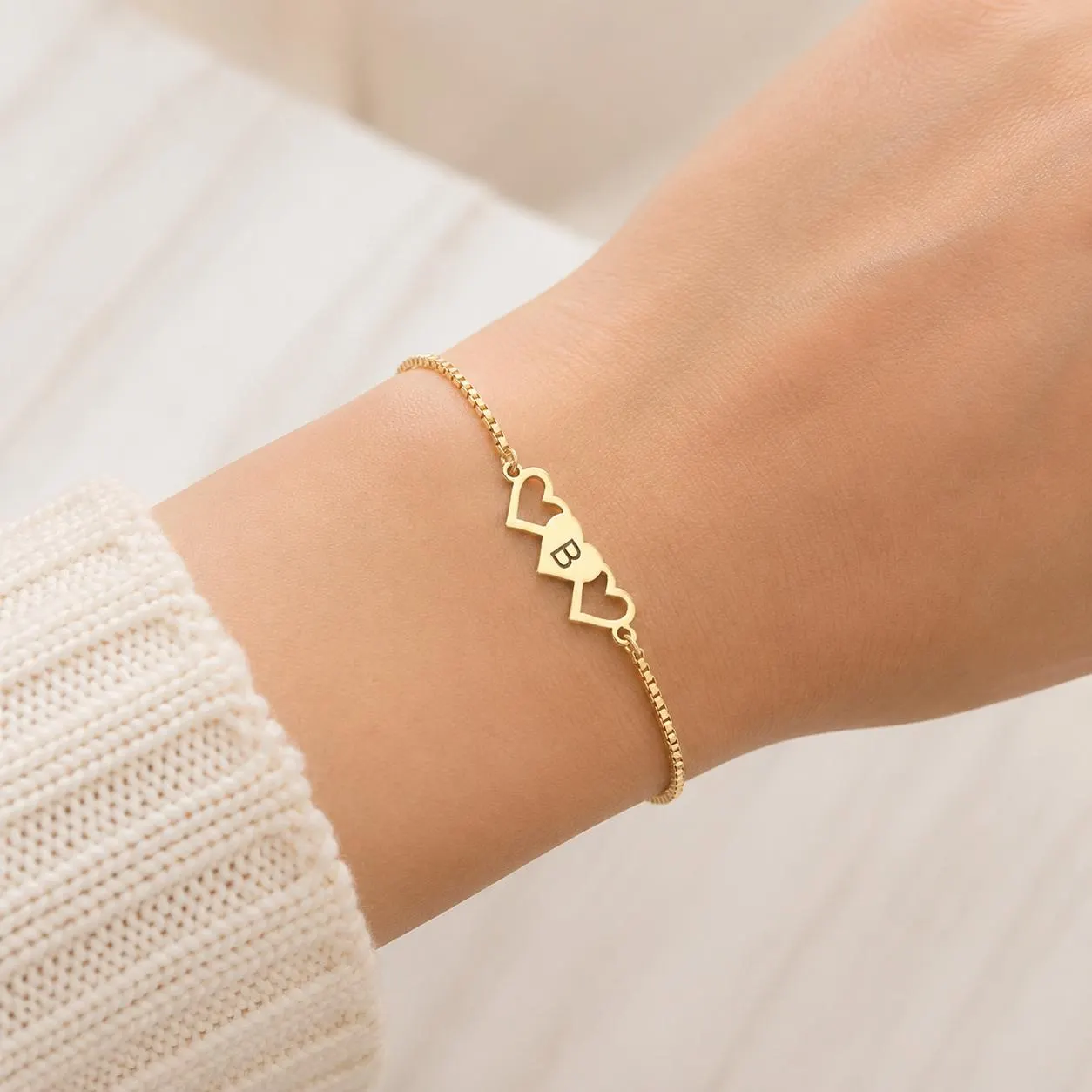 Personalized Initial Heart Bracelet, 925 Sterling Silver Bracelet, Custom Letter Bracelet, Gold Silver Rose Gold Jewelry, Gift for Her - image 4