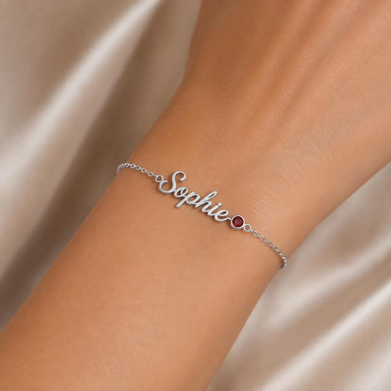 Personalized Name Bracelet with Birthstone, Custom Sterling Silver Bracelet, Gold Name Jewelry, Dainty Gift for Her, Birthday Gift - image 5