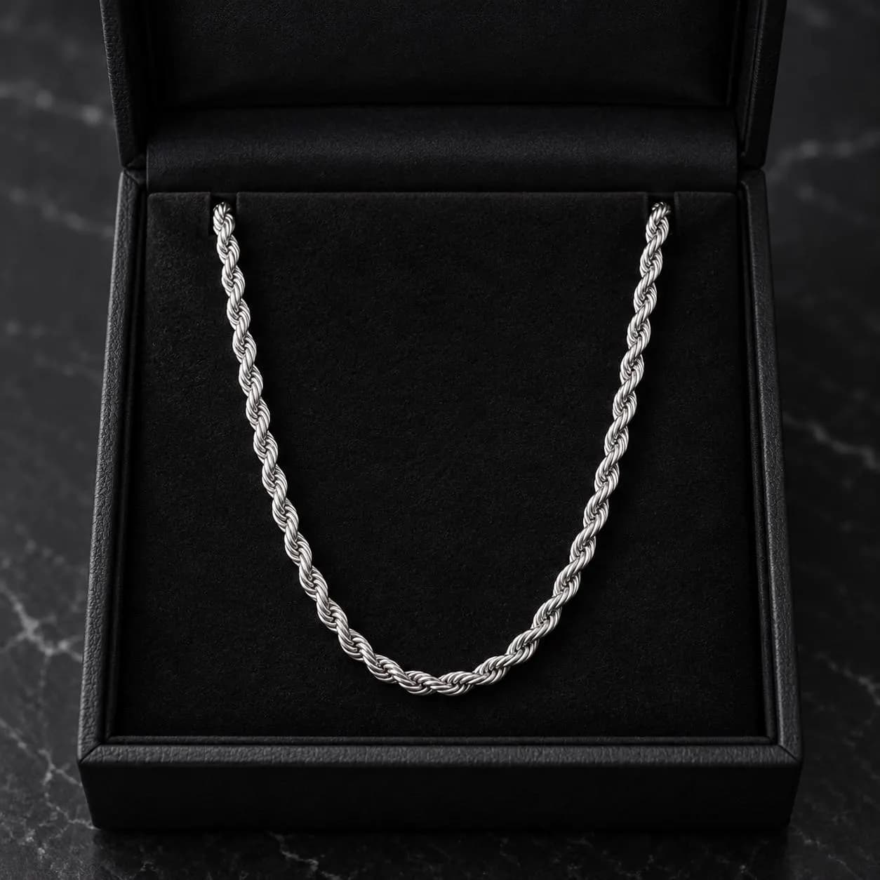 Silver Rope Chain Necklace for Men, Twisted Chain Necklace, Minimalist Mens Jewelry, Classic Silver Chain, Gift for Him - image 3