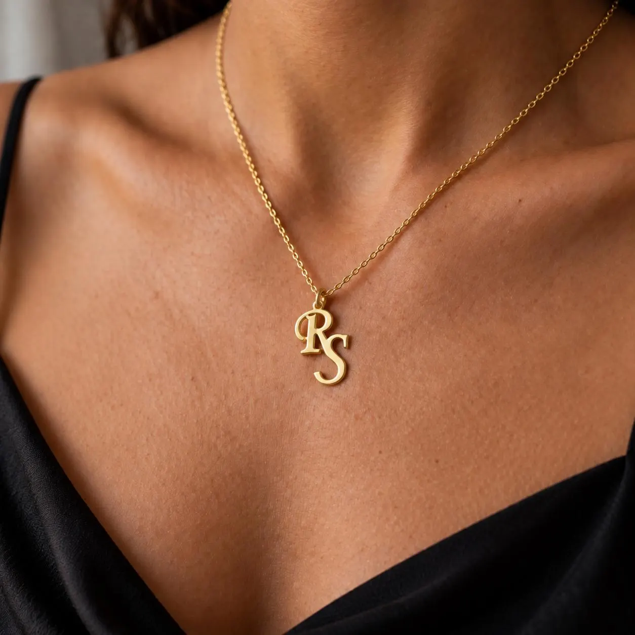 Interlock Two Initial Necklace, 925 Sterling Silver Custom Letter Pendant, 14K Gold Personalized Jewelry, Couple Gift For Her - image 4