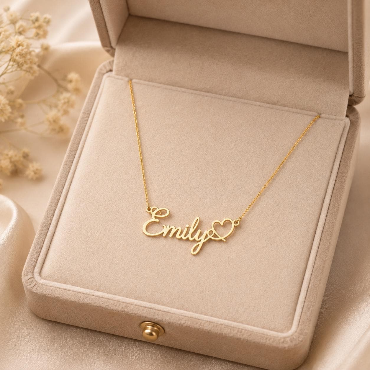 Personalized Name Necklace with Heart, Custom Gold Name Necklace, Dainty Script Necklace, Personalized Jewelry Gift for Her - image 4