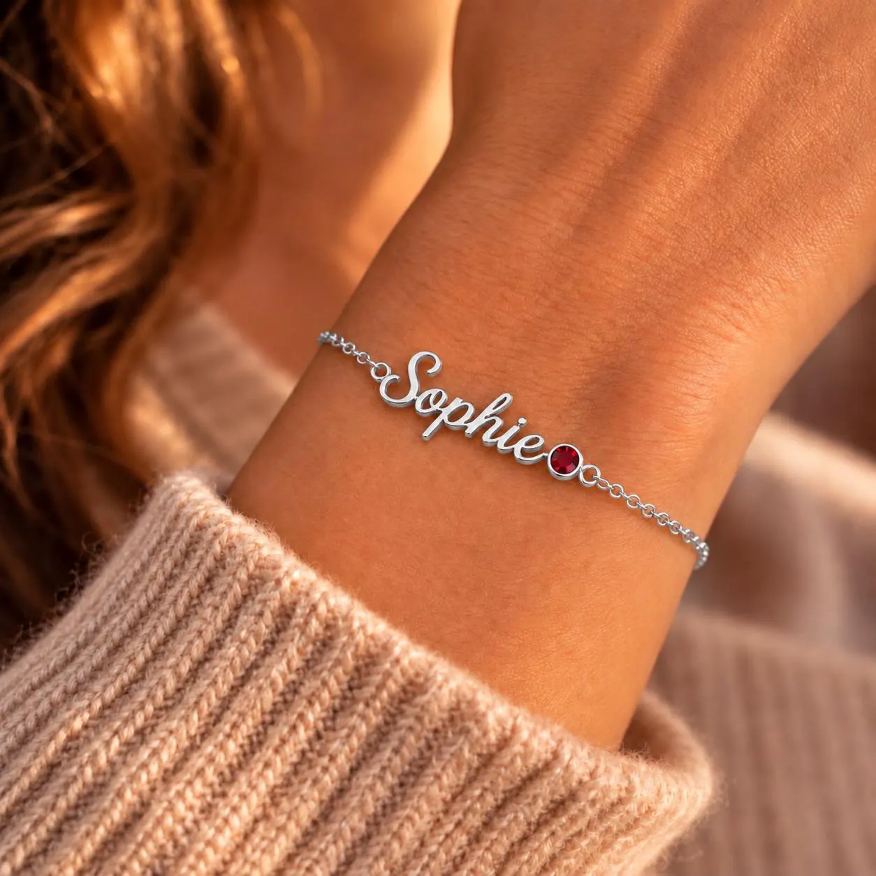 Personalized Name Bracelet with Birthstone, Custom Sterling Silver Bracelet, Gold Name Jewelry, Dainty Gift for Her, Birthday Gift