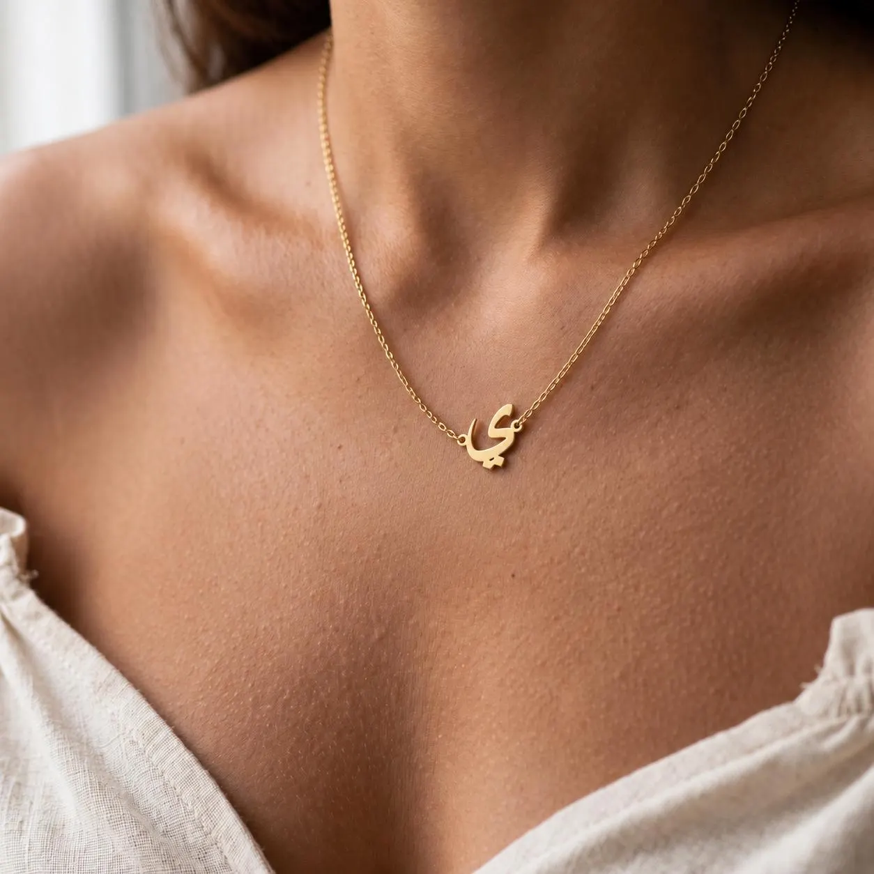 Arabic Letter Necklace, Personalized Arabic Initial Necklace, 925 Sterling Silver Jewelry, 14K Gold Plated Necklace, Custom Arabic Name Gift - image 3