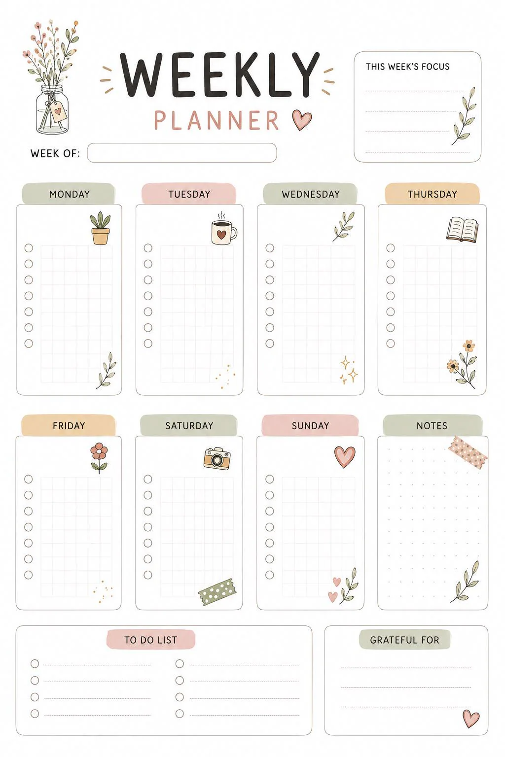 Minimalist Weekly Planner Printable, Pastel To Do List Organizer (Digital Download) - image 4