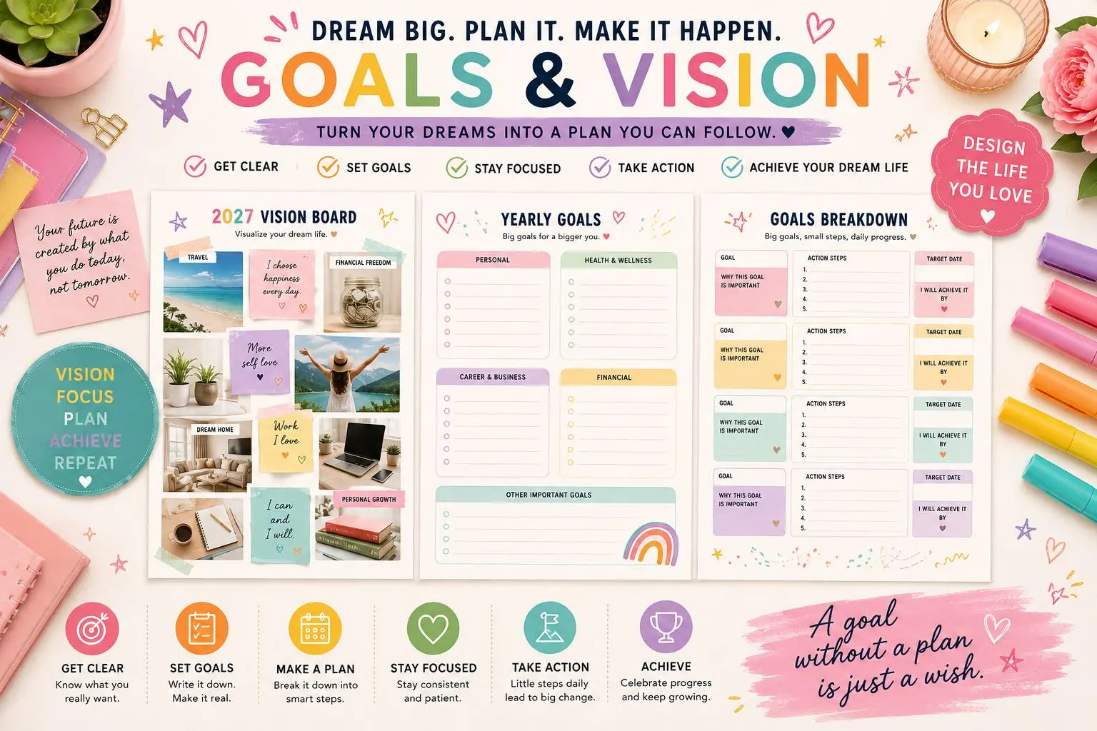 2027 Colorful Life & Monthly Planner | Goals, Budget, Habits (PDF Download) - image 3