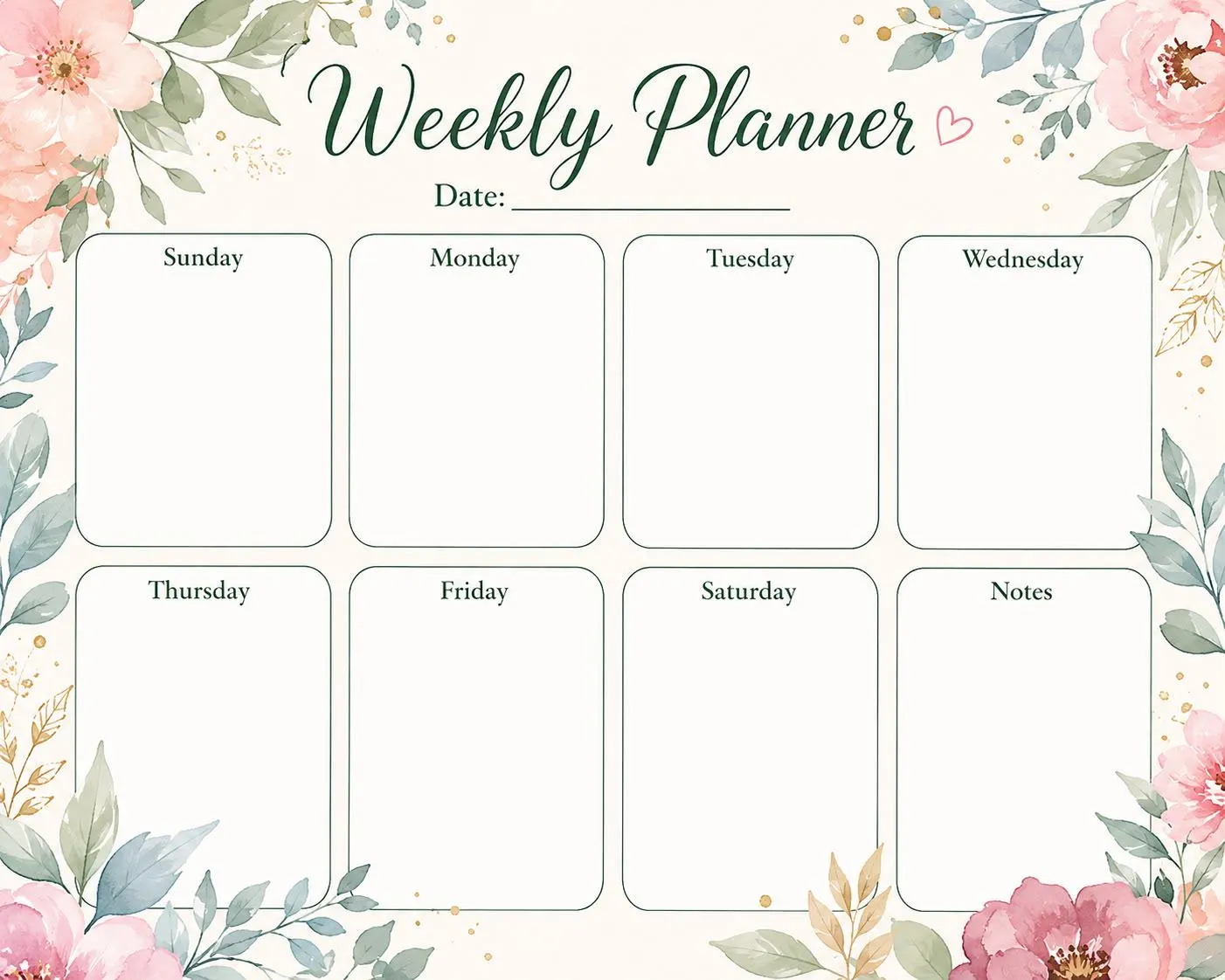 Watercolor Floral Weekly Planner | Botanical Schedule Organizer (Digital Download) - image 4