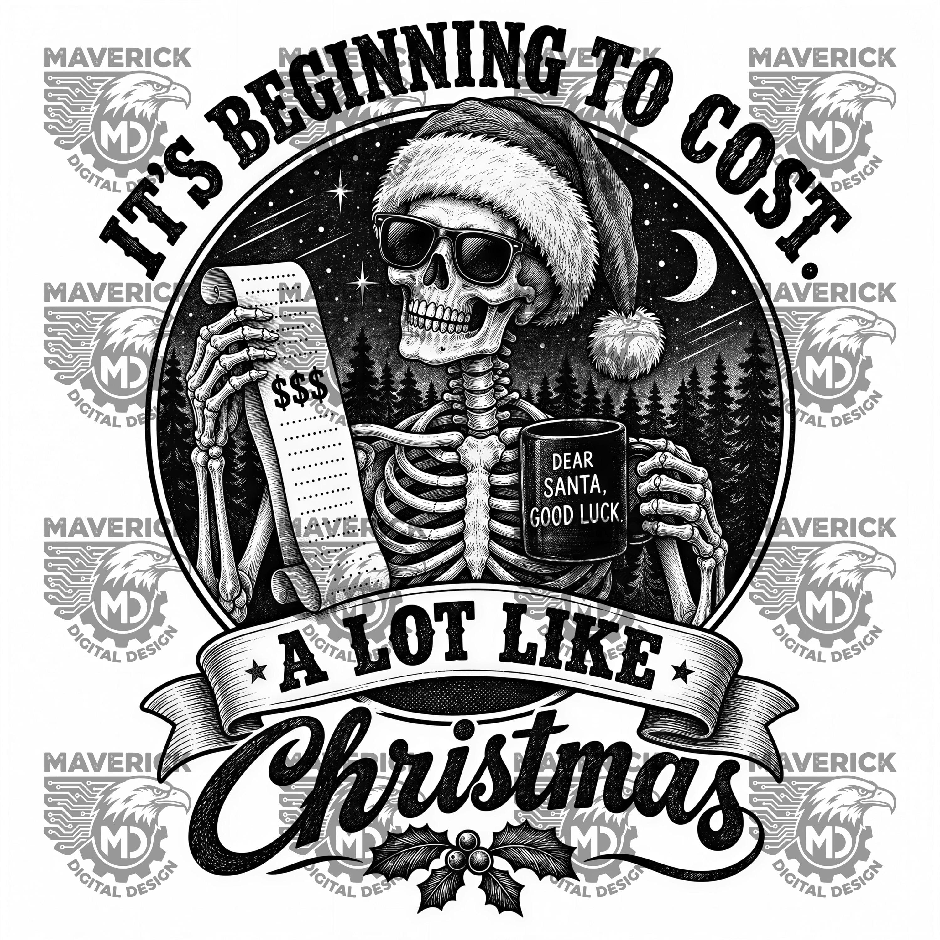 Christmas Skeleton SVG PNG, Laser Ready, Wood Engraving (Digital Download) - image 3