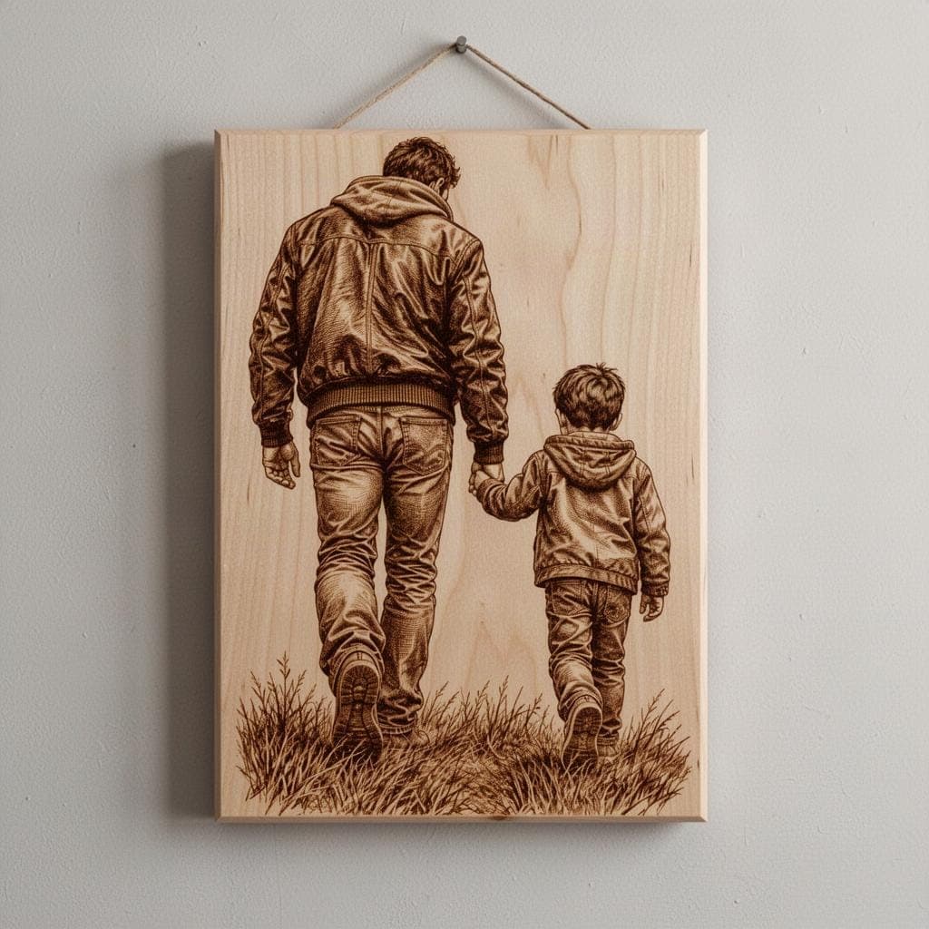 Walking father and son PNG, Laser Ready, Wood Engraving (Digital Download) - image 4