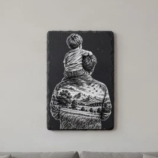 Son on father's shoulder PNG, Laser Ready, Wood Engraving (Digital Download) - image 5