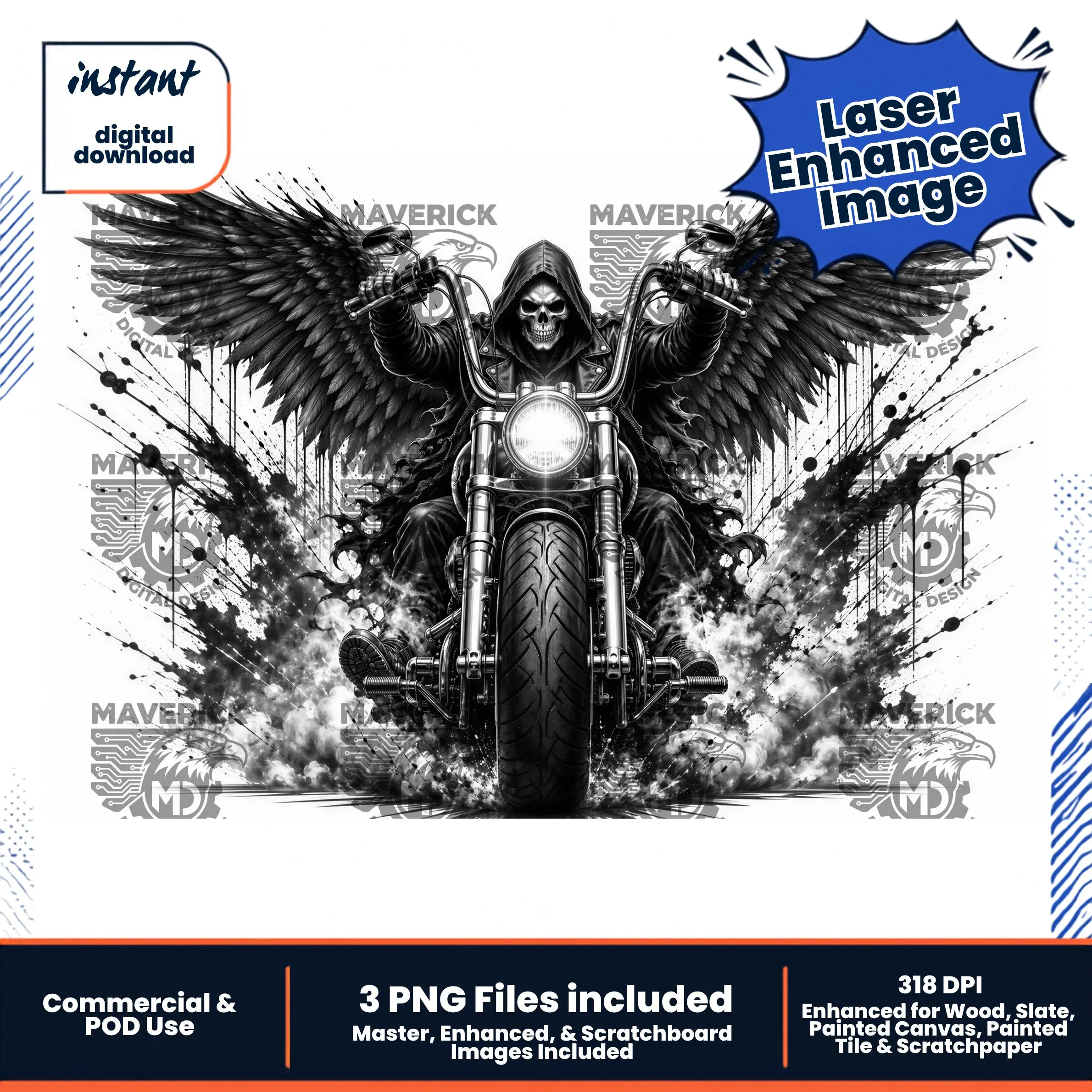 Angle of death riding motorcycle PNG, Laser Ready, Wood Engraving (Digital Download)
