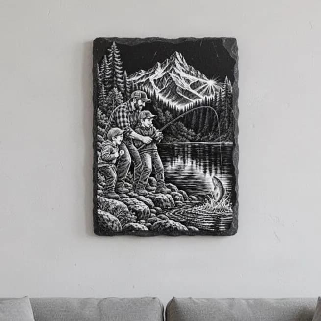 Father and sons fishing PNG, Laser Ready, Wood Engraving (Digital Download) - image 5