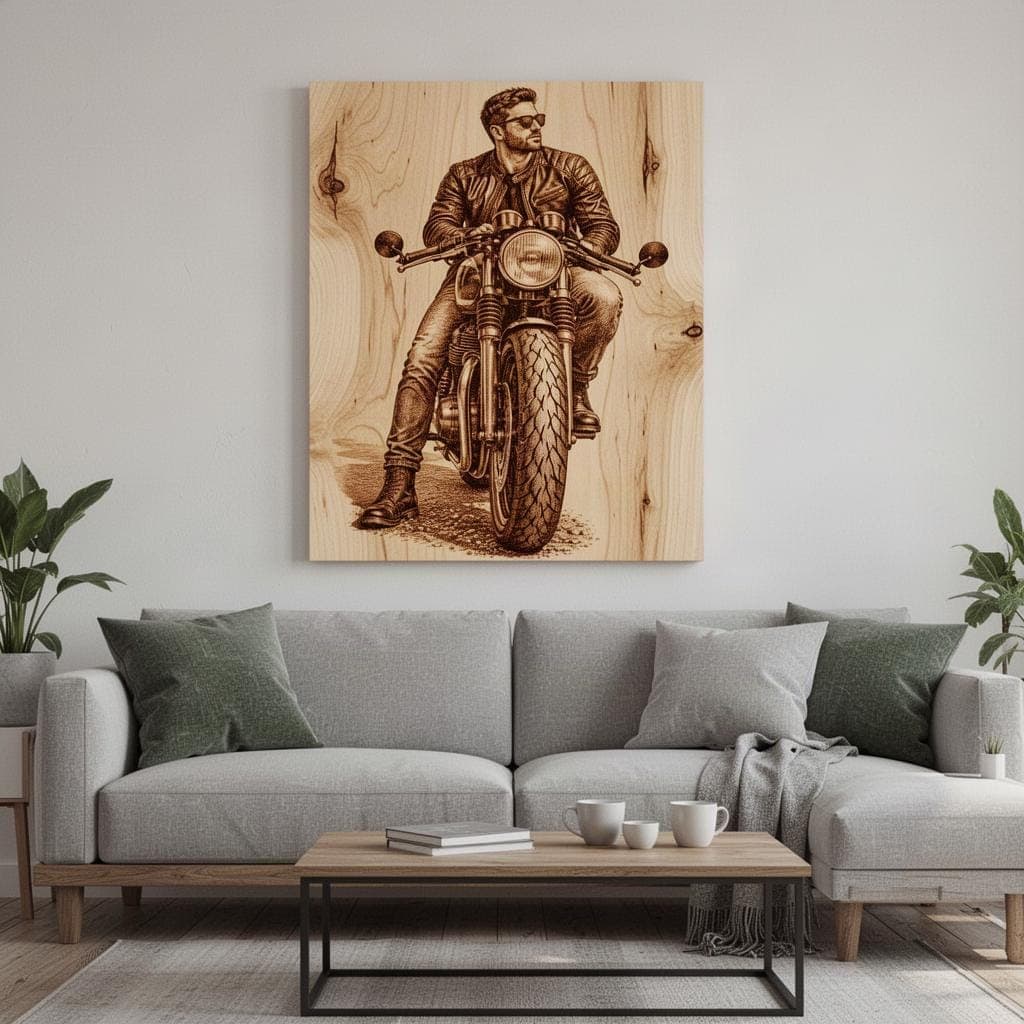 Man on motorcycle PNG, Laser Ready, Wood Engraving (Digital Download) - image 4
