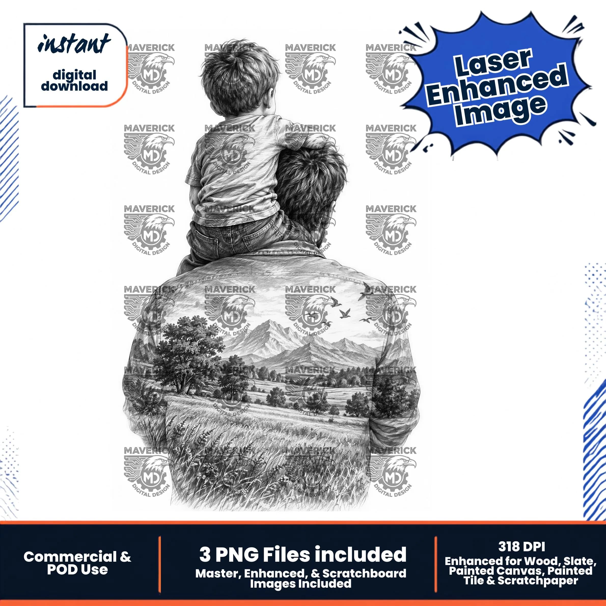 Son on father's shoulder PNG, Laser Ready, Wood Engraving (Digital Download)