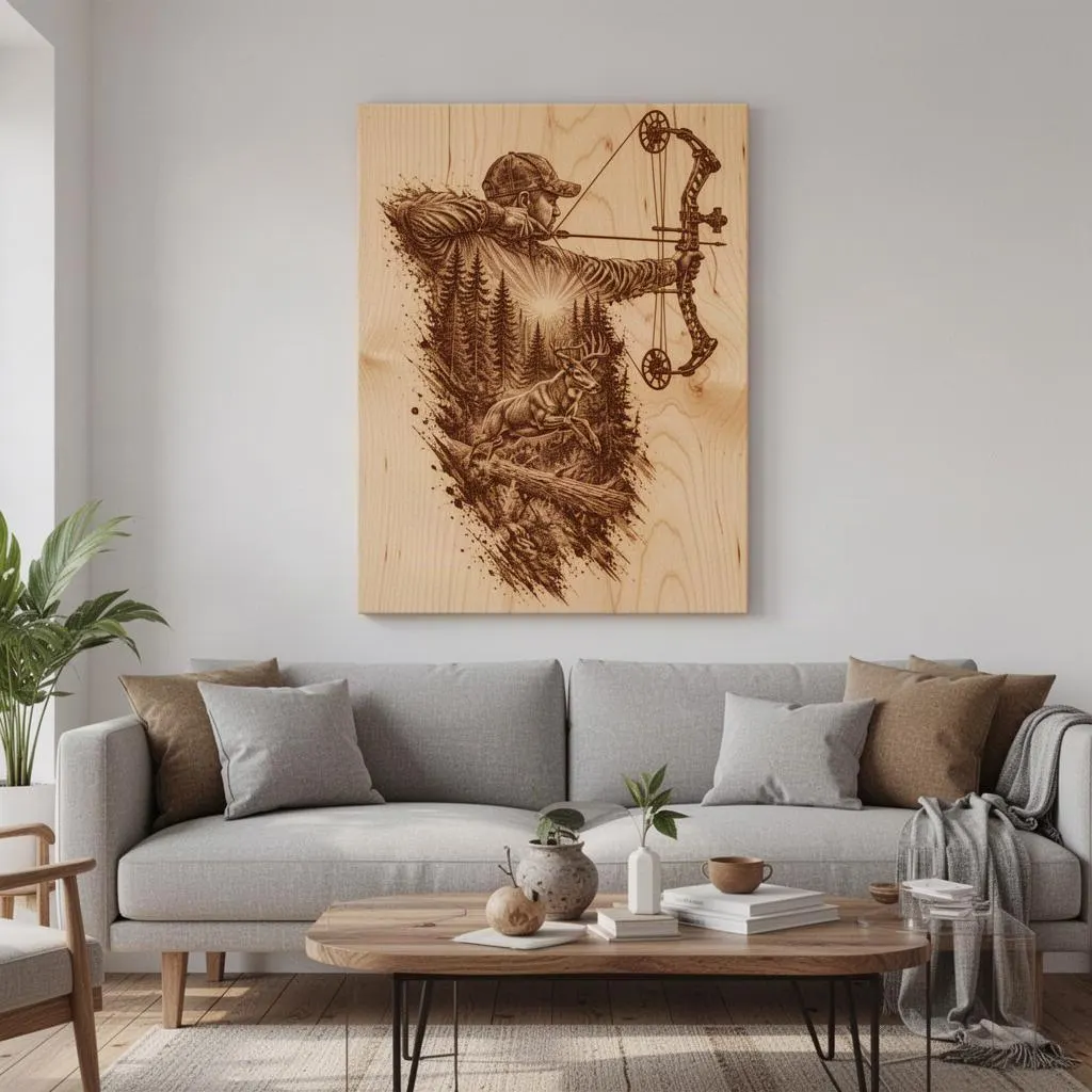 Bow Hunter Double Exposure laser Enhanced PNG, Laser Ready, Wood Engraving (Digital Download) - image 3