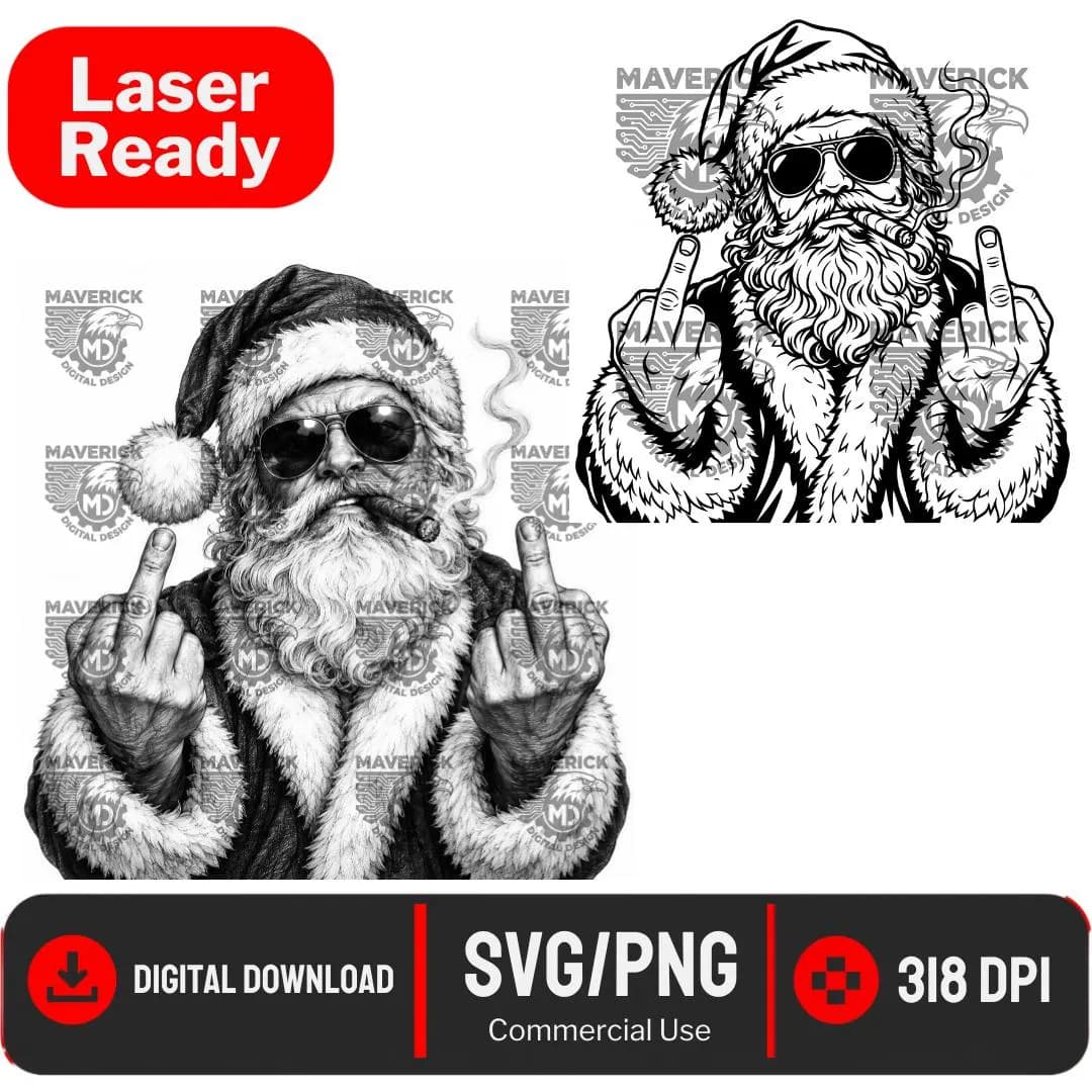 Bad Santa SVG PNG, Laser Ready, Wood Engraving (Digital Download)