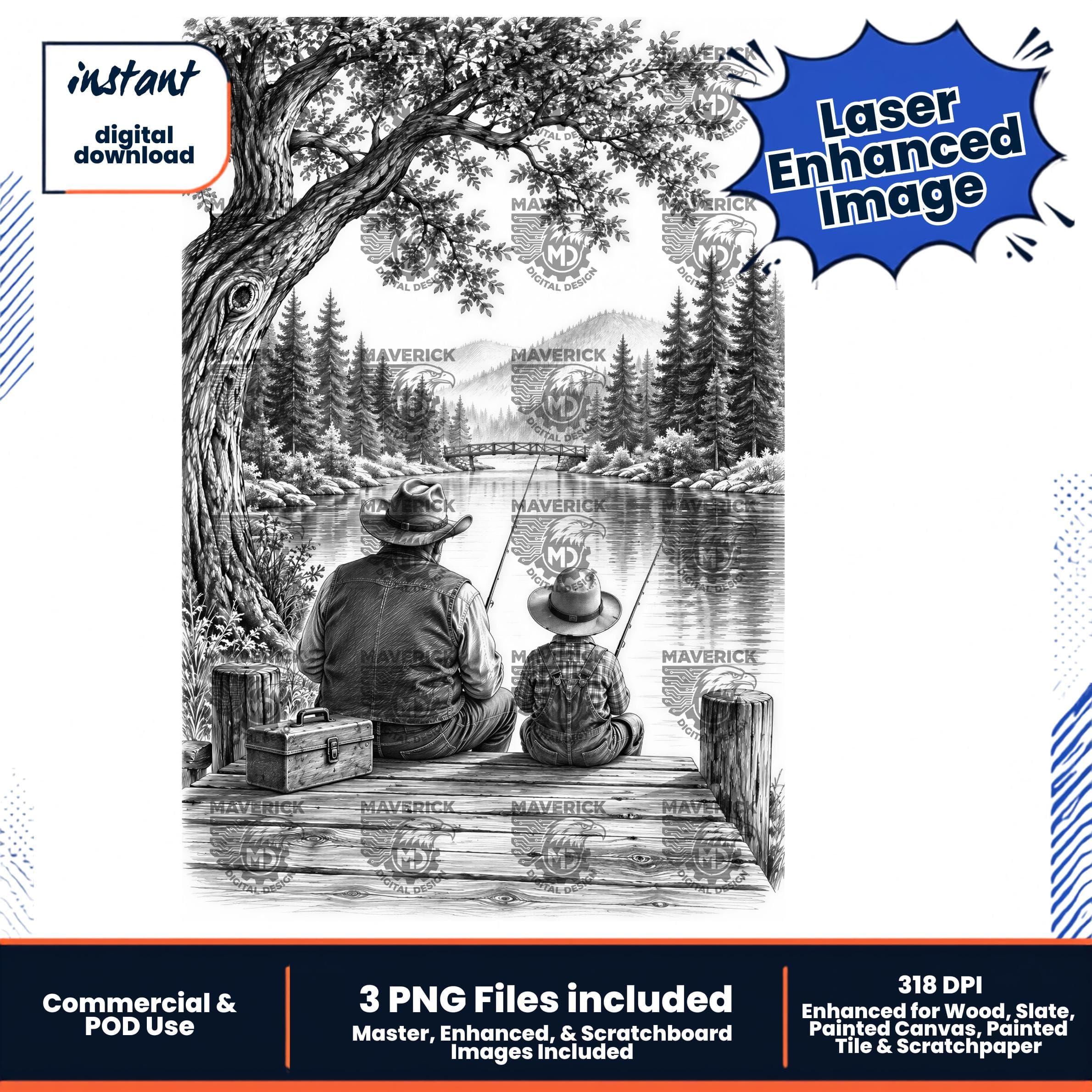 Father and son fishing PNG, Laser Ready, Wood Engraving (Digital Download)