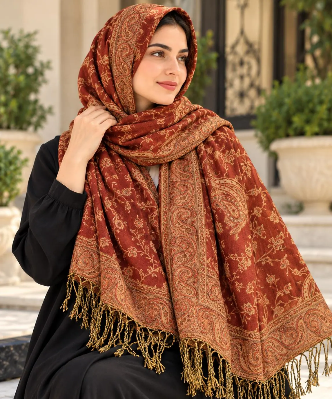 Women’s Luxurious Pashmina Scarf, Elegant Printed Shawl Wrap, Soft Cozy Winter Stole, Chic Cold Weather Accessory - image 5