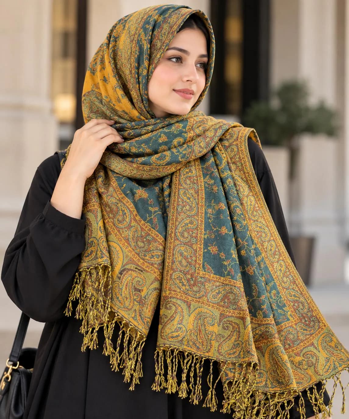 Women’s Luxurious Pashmina Scarf, Elegant Printed Shawl Wrap, Soft Cozy Winter Stole, Chic Cold Weather Accessory