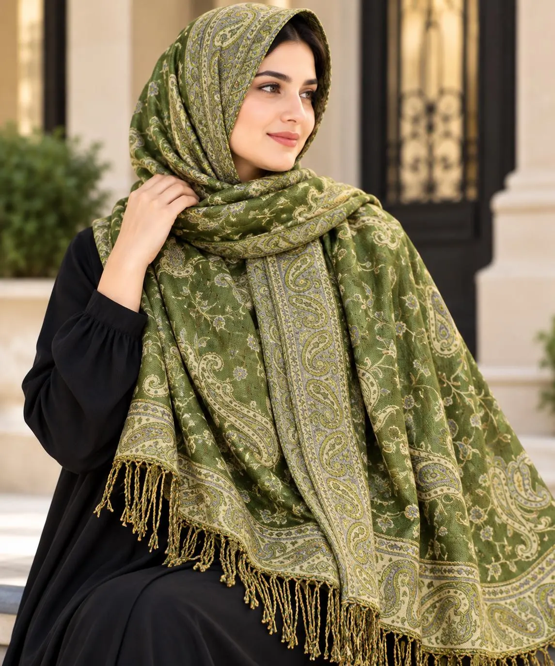 Women’s Luxurious Pashmina Scarf, Elegant Printed Shawl Wrap, Soft Cozy Winter Stole, Chic Cold Weather Accessory - image 3