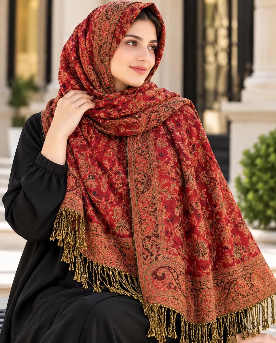 Women’s Luxurious Pashmina Scarf, Elegant Printed Shawl Wrap, Soft Cozy Winter Stole, Chic Cold Weather Accessory - image 4