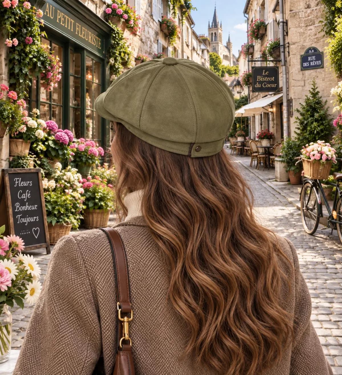 Unisex Suede Newsboy Cap Solid Color British Style Flat Peaked Hat - image 5