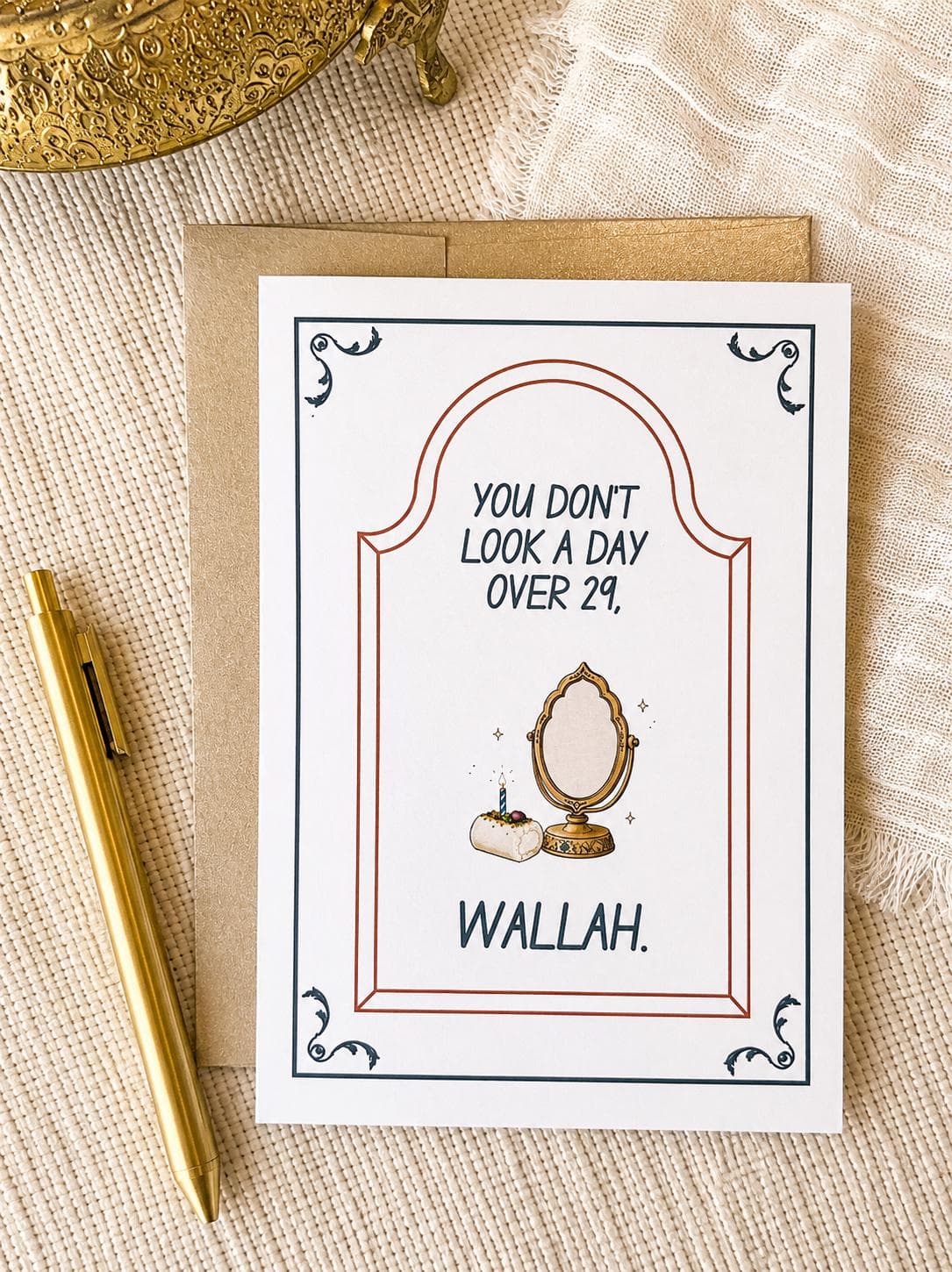 Personalized Age Birthday Card | Funny Arab Middle Eastern | Wallah | Birthday | Greeting Card | 5x7