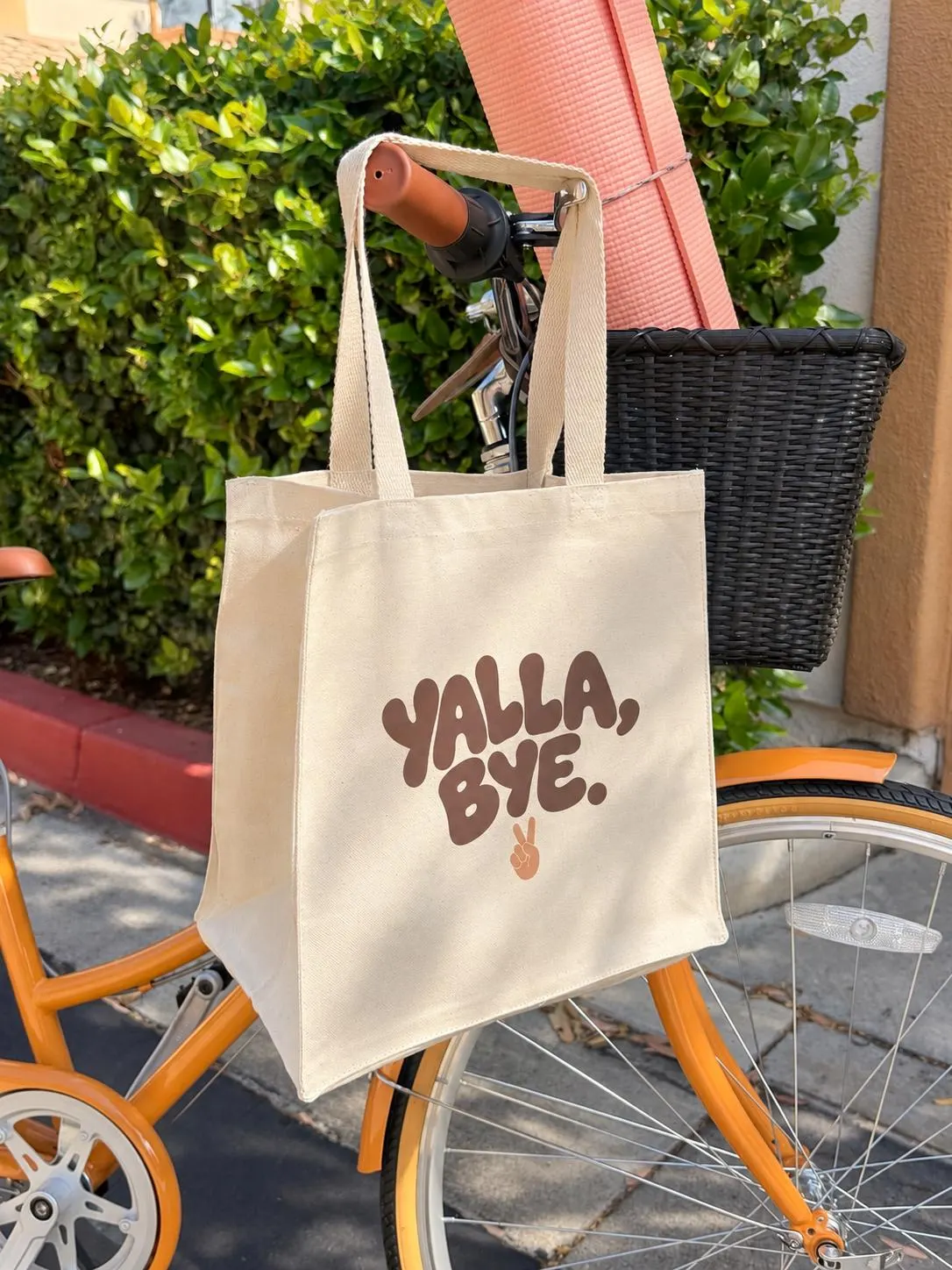 Yalla Bye Canvas Tote Bag | Arabic Funny Tote | Middle Eastern Gift | Farmers Market Reusable Bag