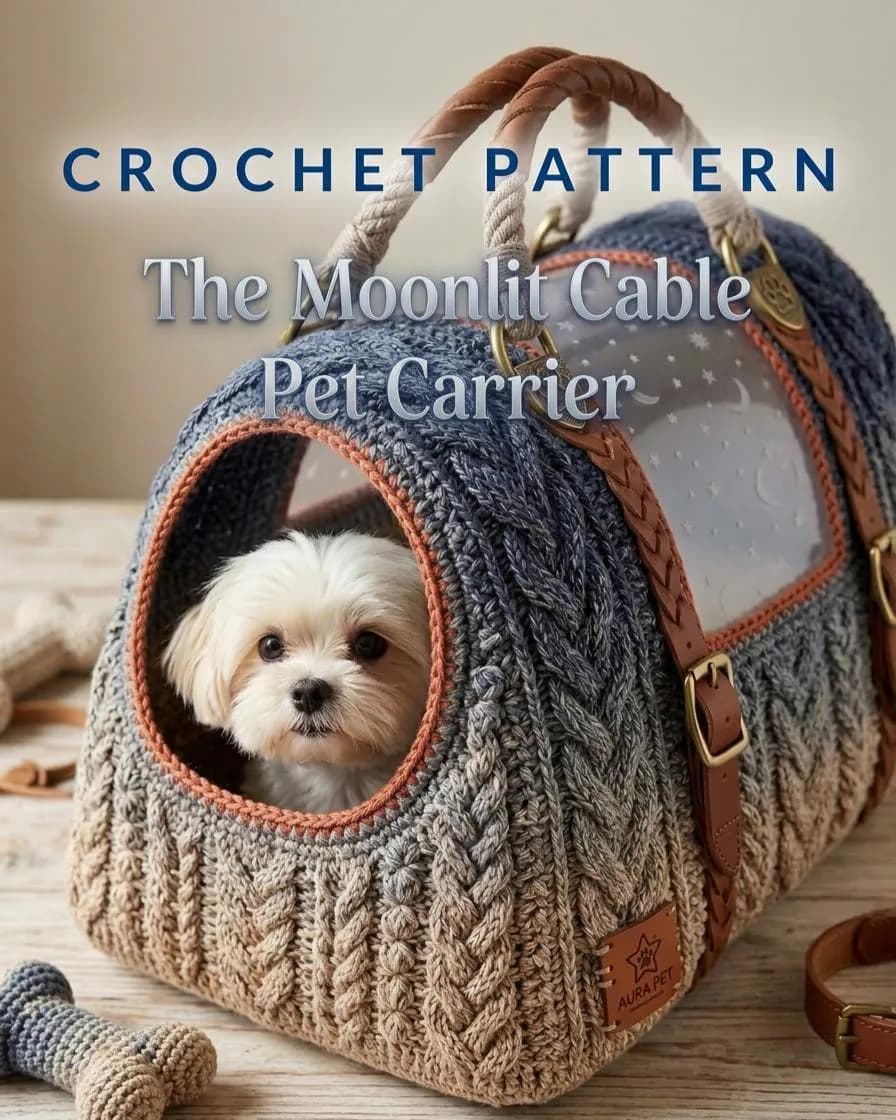 Moonlit Cable Crochet Pet Carrier Pattern, Ombré Dog Bag, Boho Travel Accessory (PDF)