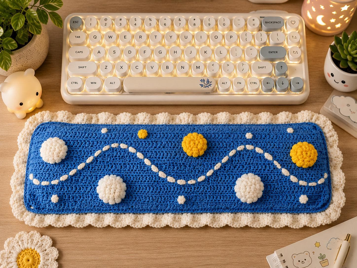 Handmade Crochet Cloud Wrist Rest, Ergonomic Desk Accessory, Gamer Gift - image 3