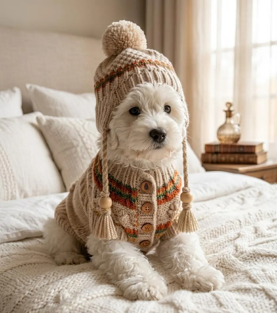Fair Isle Dog Sweater & Beanie Pattern, Woodland Trail Crochet Set (Digital Download) - image 5