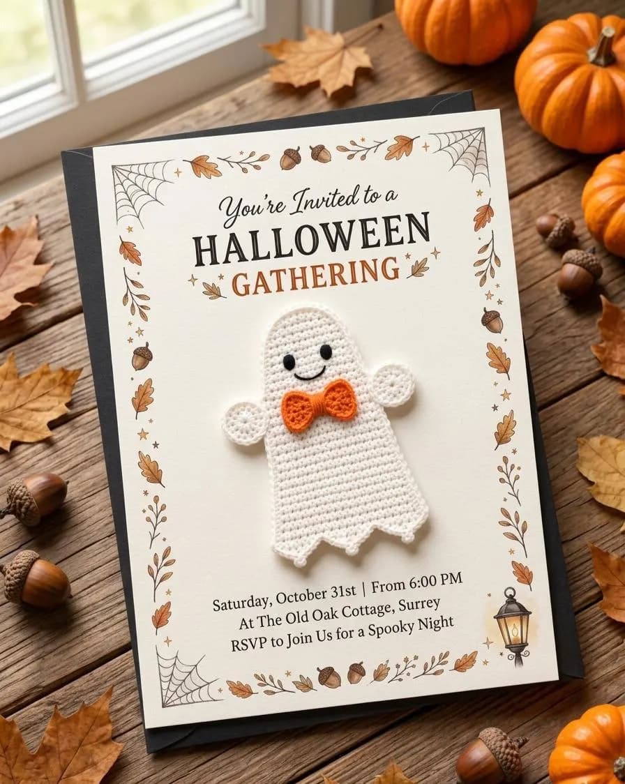 Little Ghost Crochet Appliqué Pattern, Halloween Decor (PDF)