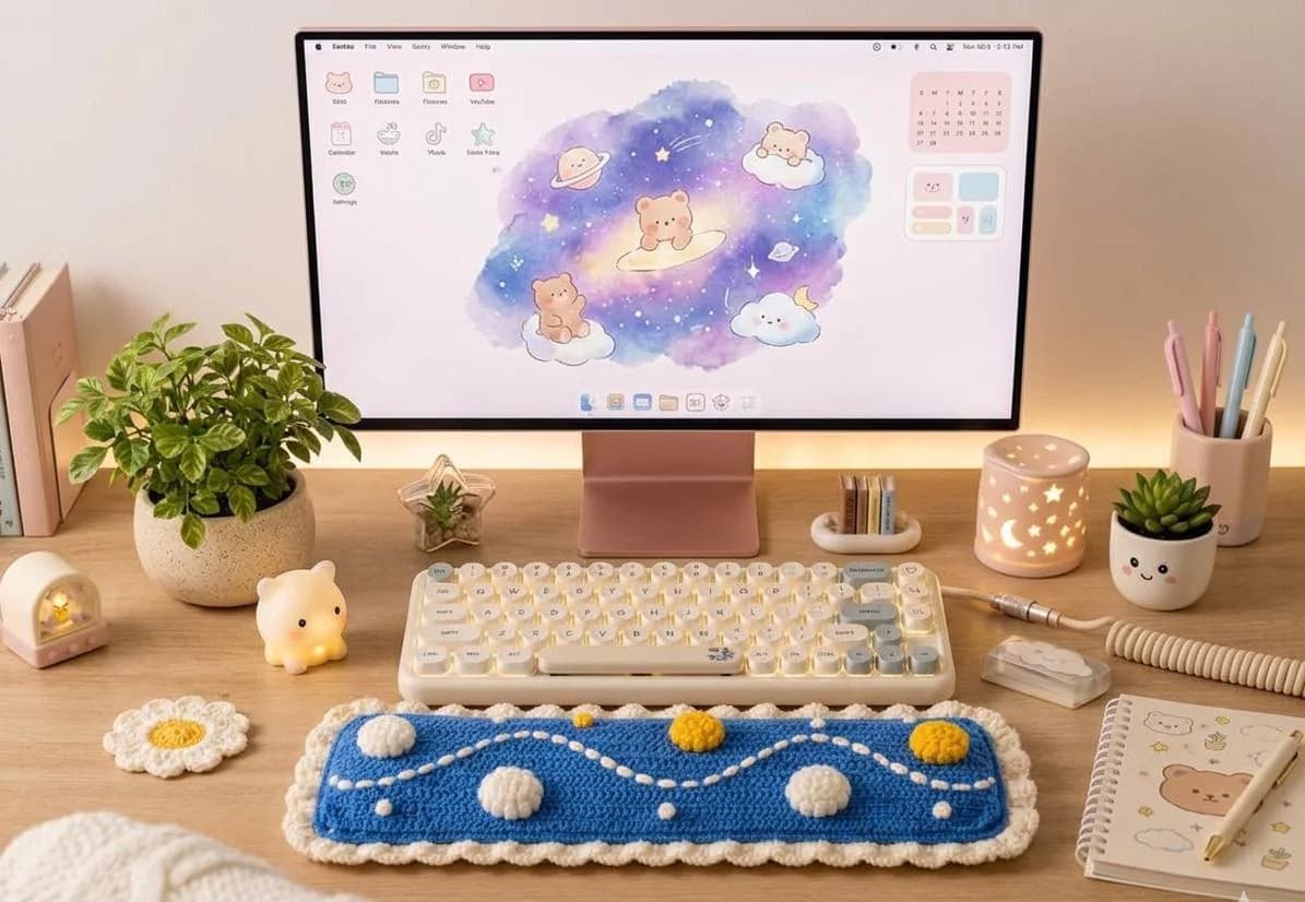 Handmade Crochet Cloud Wrist Rest, Ergonomic Desk Accessory, Gamer Gift