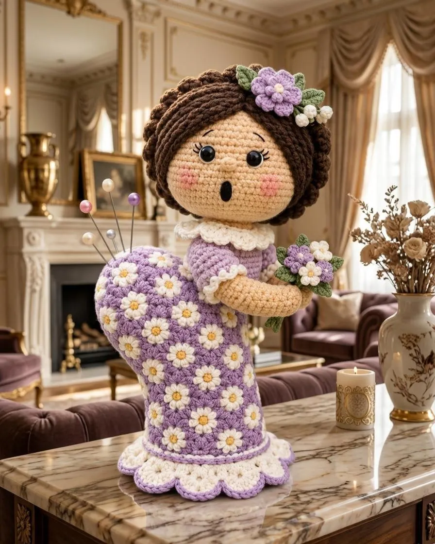 Daisy Garden Pincushion Doll Crochet Pattern, Amigurumi Sewing Accessory (PDF) - image 3