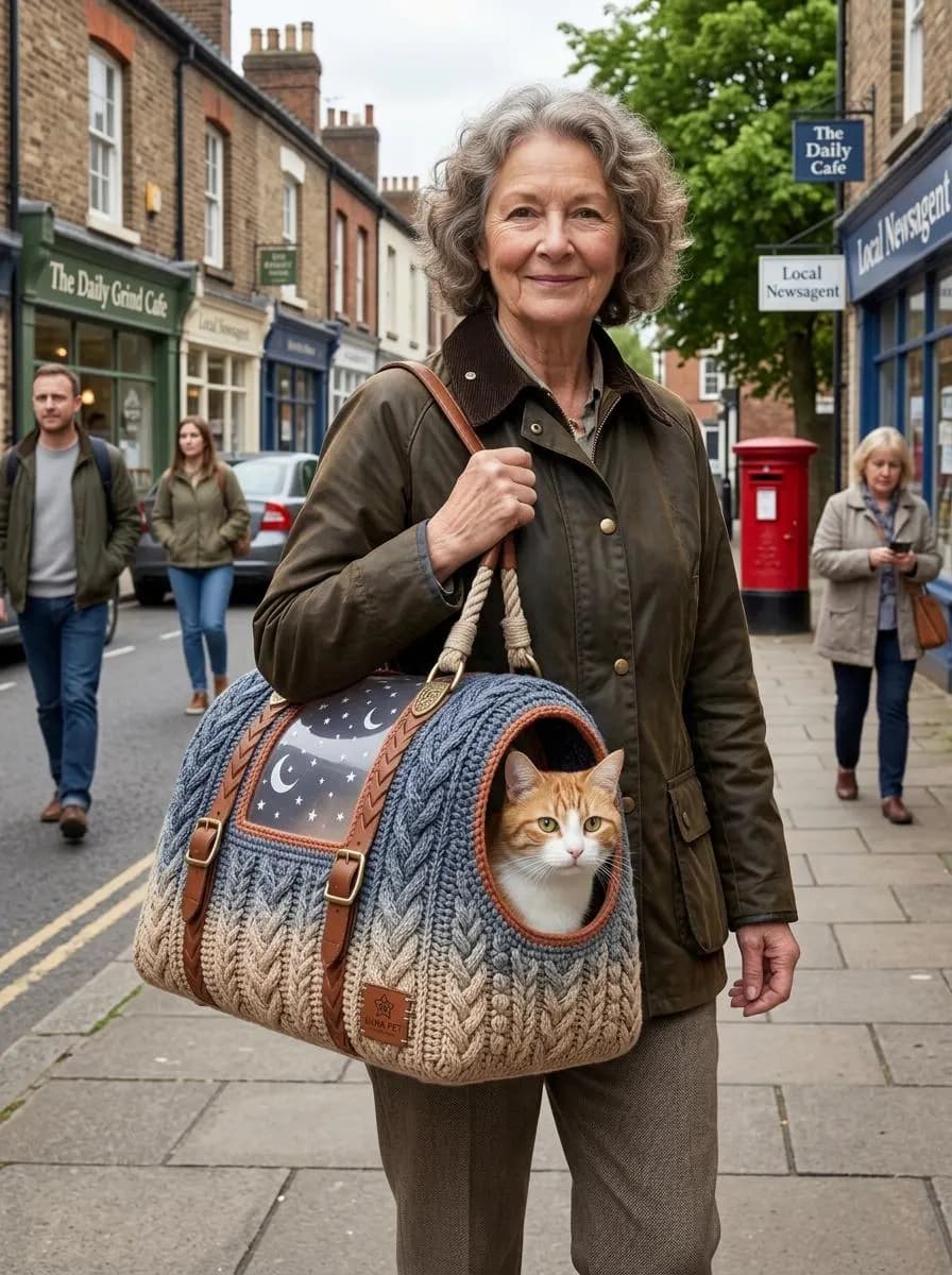 Moonlit Cable Crochet Pet Carrier Pattern, Ombré Dog Bag, Boho Travel Accessory (PDF) - image 5