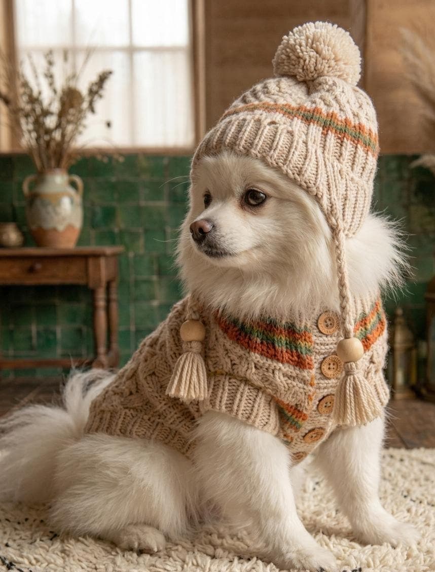 Fair Isle Dog Sweater & Beanie Pattern, Woodland Trail Crochet Set (Digital Download) - image 3