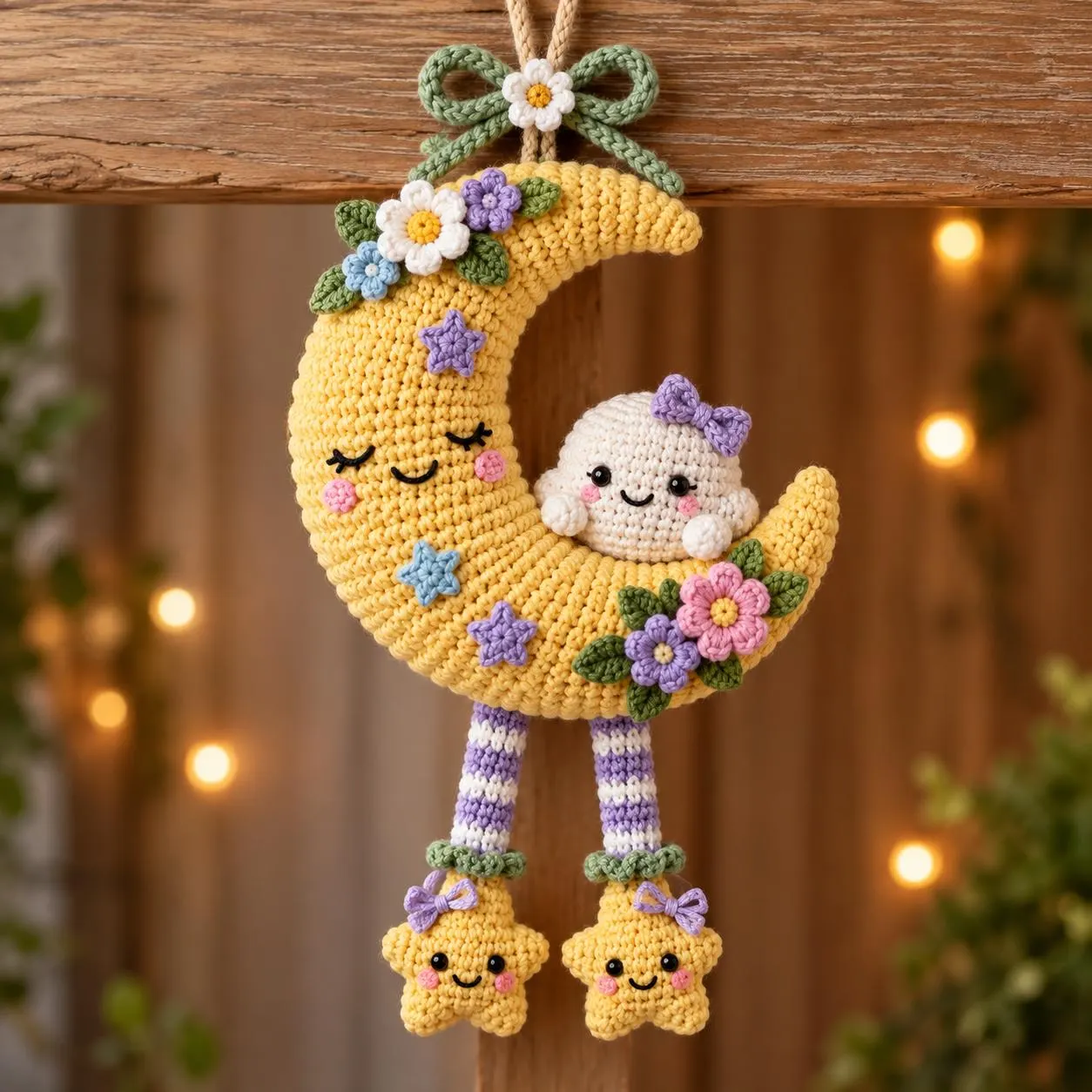 Luna Crochet Moon Wall Hanging Pattern, Amigurumi Celestial Decor (Digital PDF)
