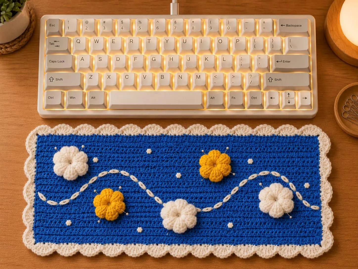 Handmade Crochet Cloud Wrist Rest, Ergonomic Desk Accessory, Gamer Gift - image 5
