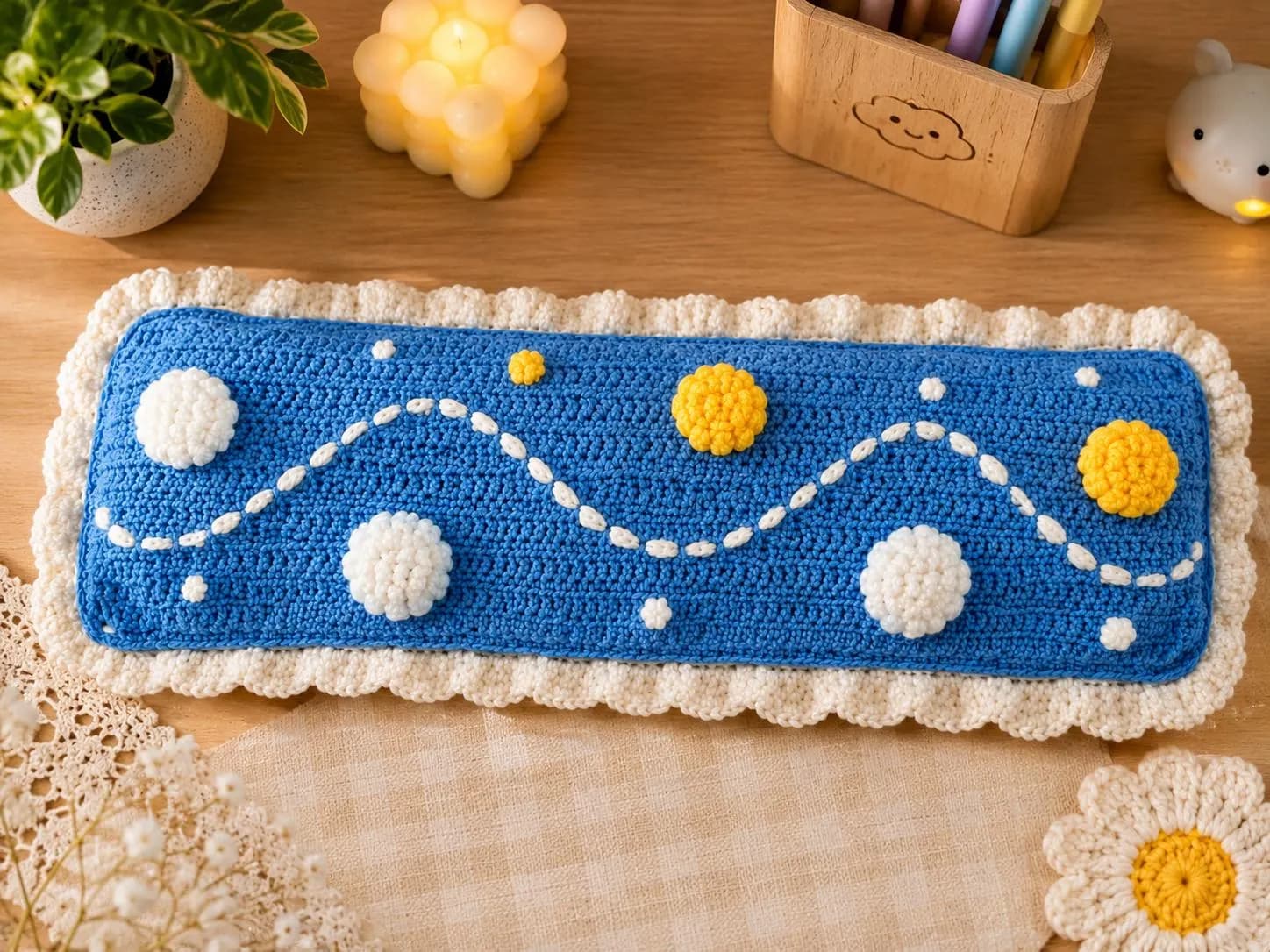 Handmade Crochet Cloud Wrist Rest, Ergonomic Desk Accessory, Gamer Gift - image 4