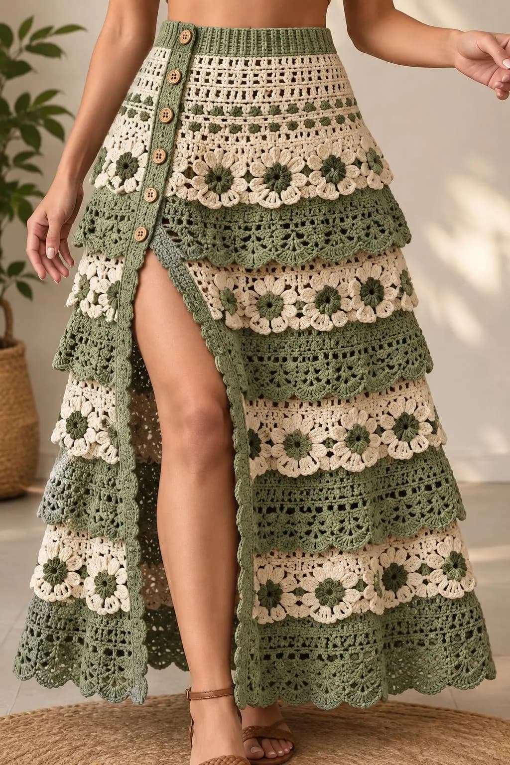 Tiered Crochet Wrap Skirt Pattern, Boho Summer Garden Skirt (Digital Download)