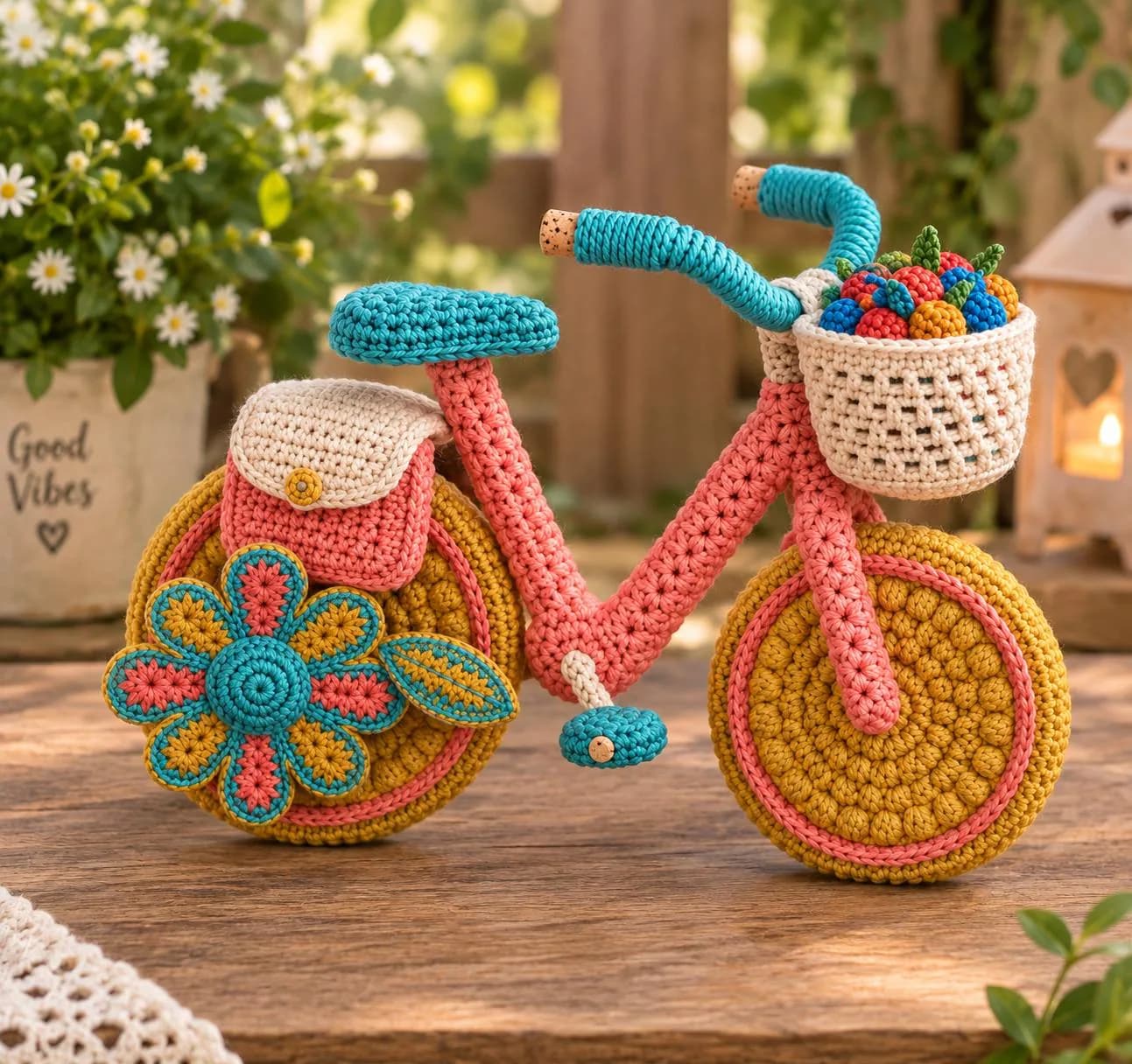 Mini Bicycle Crochet Pattern, Flower Charm & Flag Amigurumi (PDF Download) - image 3