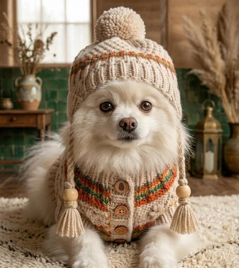 Fair Isle Dog Sweater & Beanie Pattern, Woodland Trail Crochet Set (Digital Download) - image 4