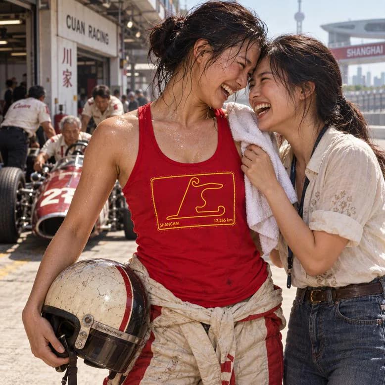 Shanghai Racing Flowy Racerback Tank, China F1 Fan Gift for Her