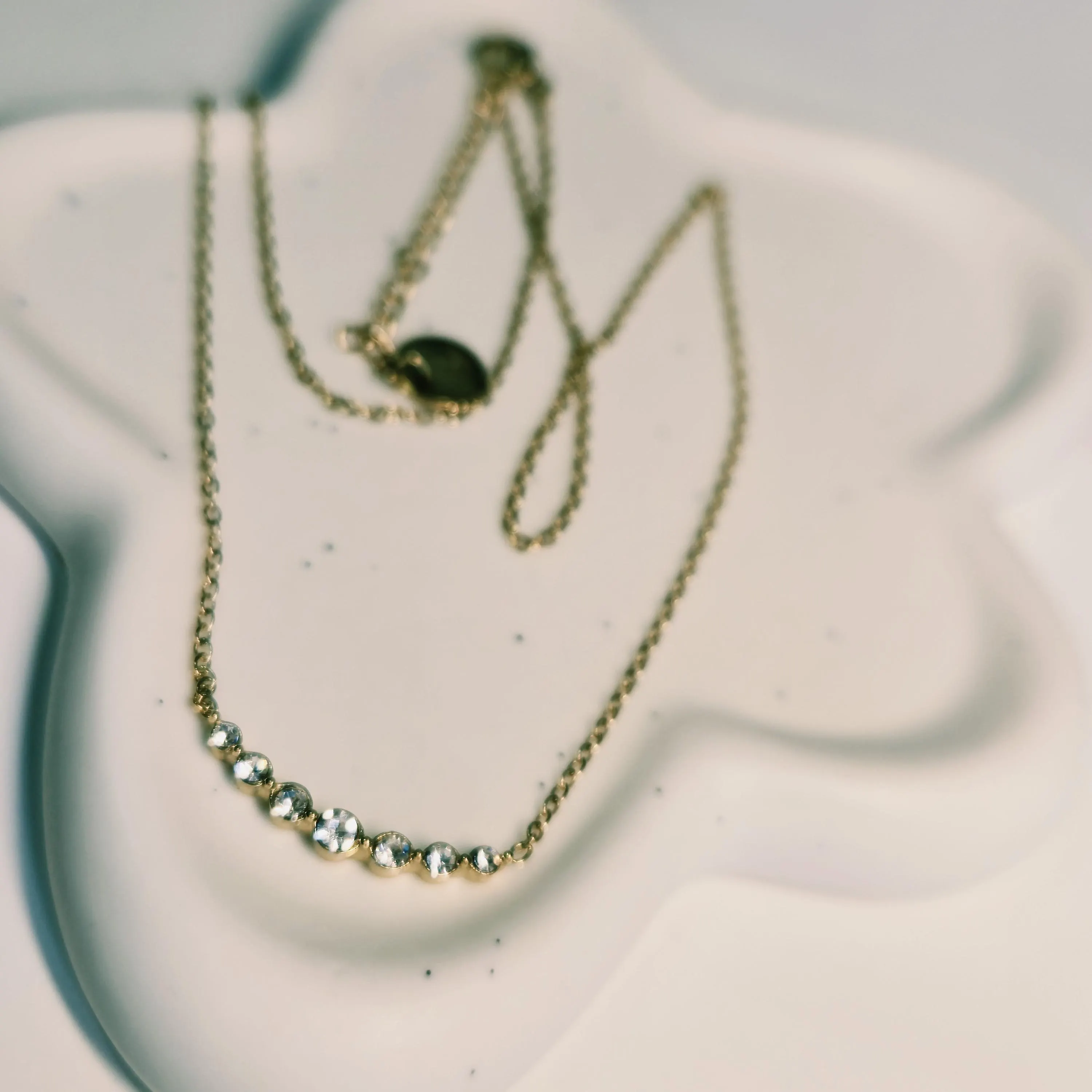 18K Gold PVD Curved CZ Bar Necklace | 316L Stainless Steel Choker (Waterproof) - image 4
